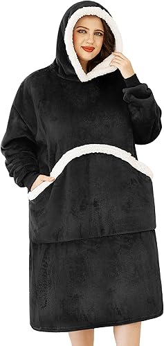 Manta con capucha, sudadera de sherpa de gran tamaño con capucha para mujeres, hombres, adultos y niños 2024