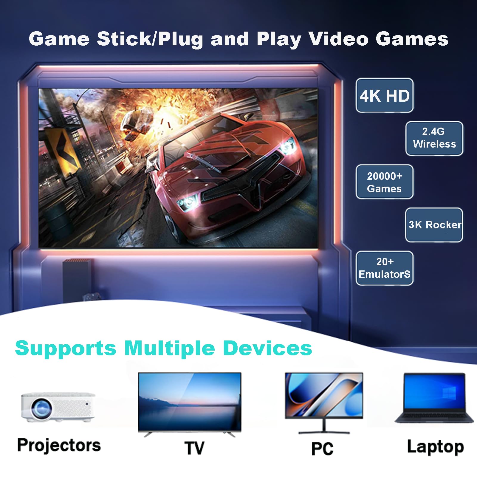 M15 Retro Gaming Konsole, Retro Spielekonsole, Game Stick, 4K HD Re-TRO Gam-ing Konsole, Tragbare Video Simulator Gaming Kon-Sole, Integrierte 20.000+ Klassische Spiele