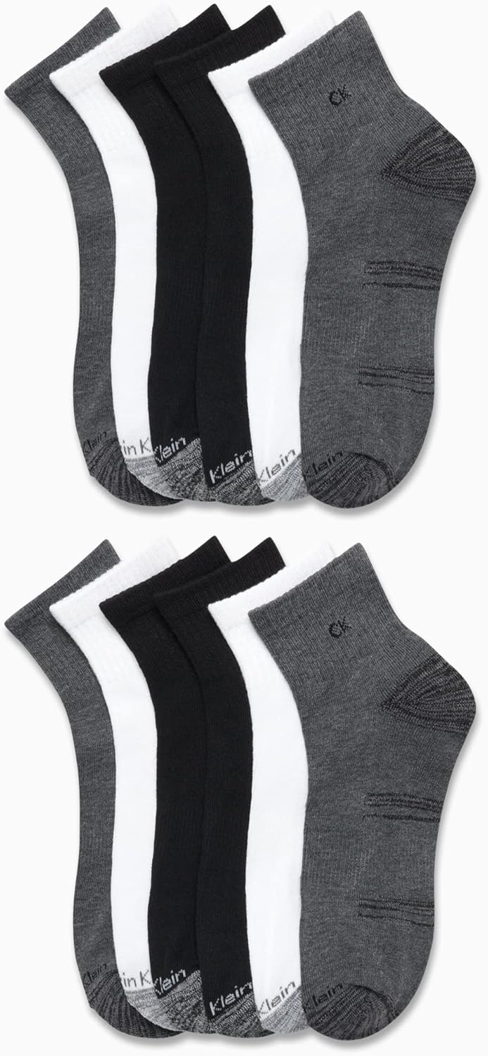Calvin Klein Mens Quarter Socks - 12 Pack Soft Cushioned Athletic Performance Quarter Cut Ankle Socks for Men - Image 2
