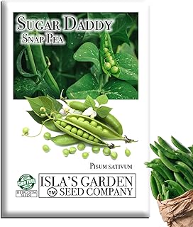 Sugar Daddy Snap Pea Seeds (Pisum sativum) – 50+ Heirloom Non-GMO Seeds by Isla’s Garden Seeds, Crisp Sweet Edible Pods, Compact Garden Pea Variety, Great for Raised Beds & Backyard Vegetable Gardens