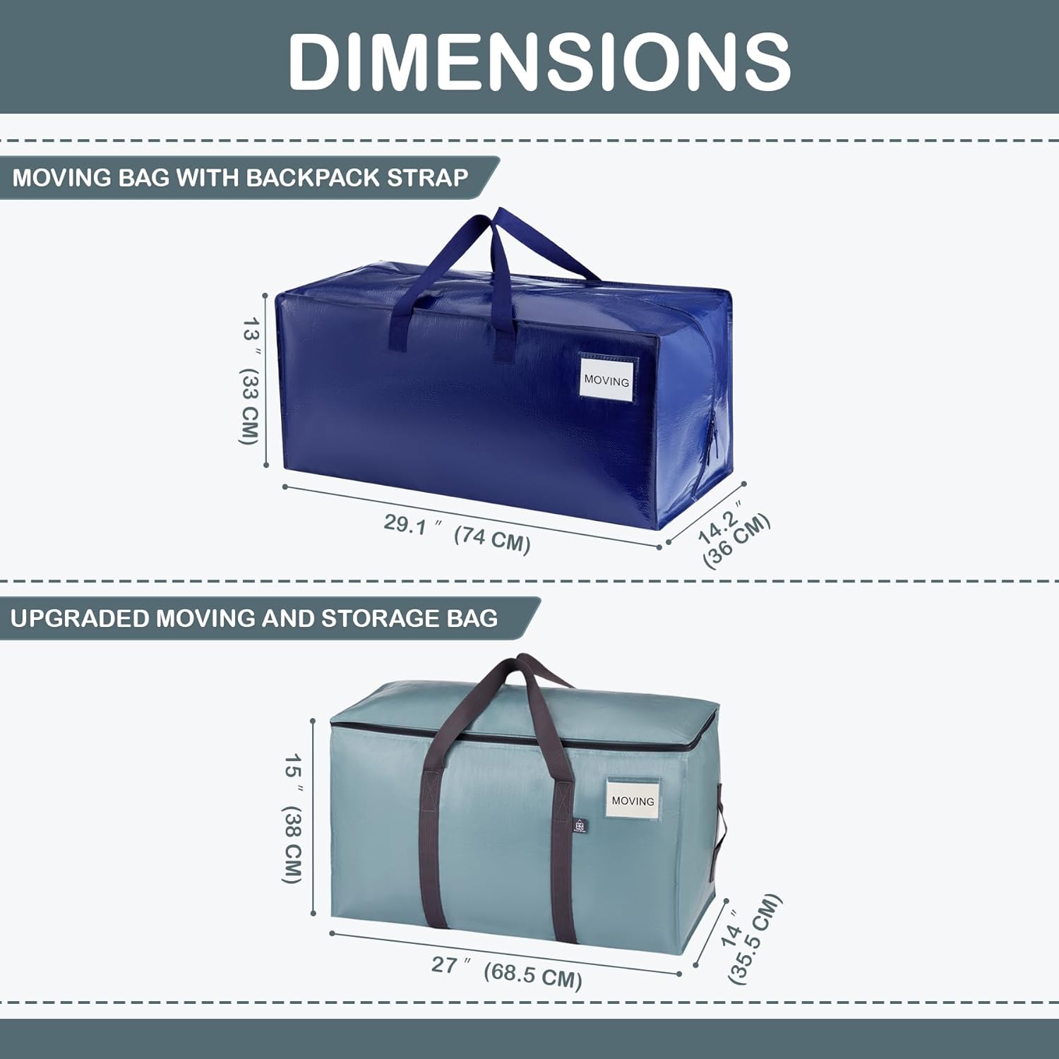 VENO 12 Pack Moving and Storage Bags (6 Pack Moving Bags with Backpack Straps, 6 Pack Upgraded Wide Open Storage Bags)