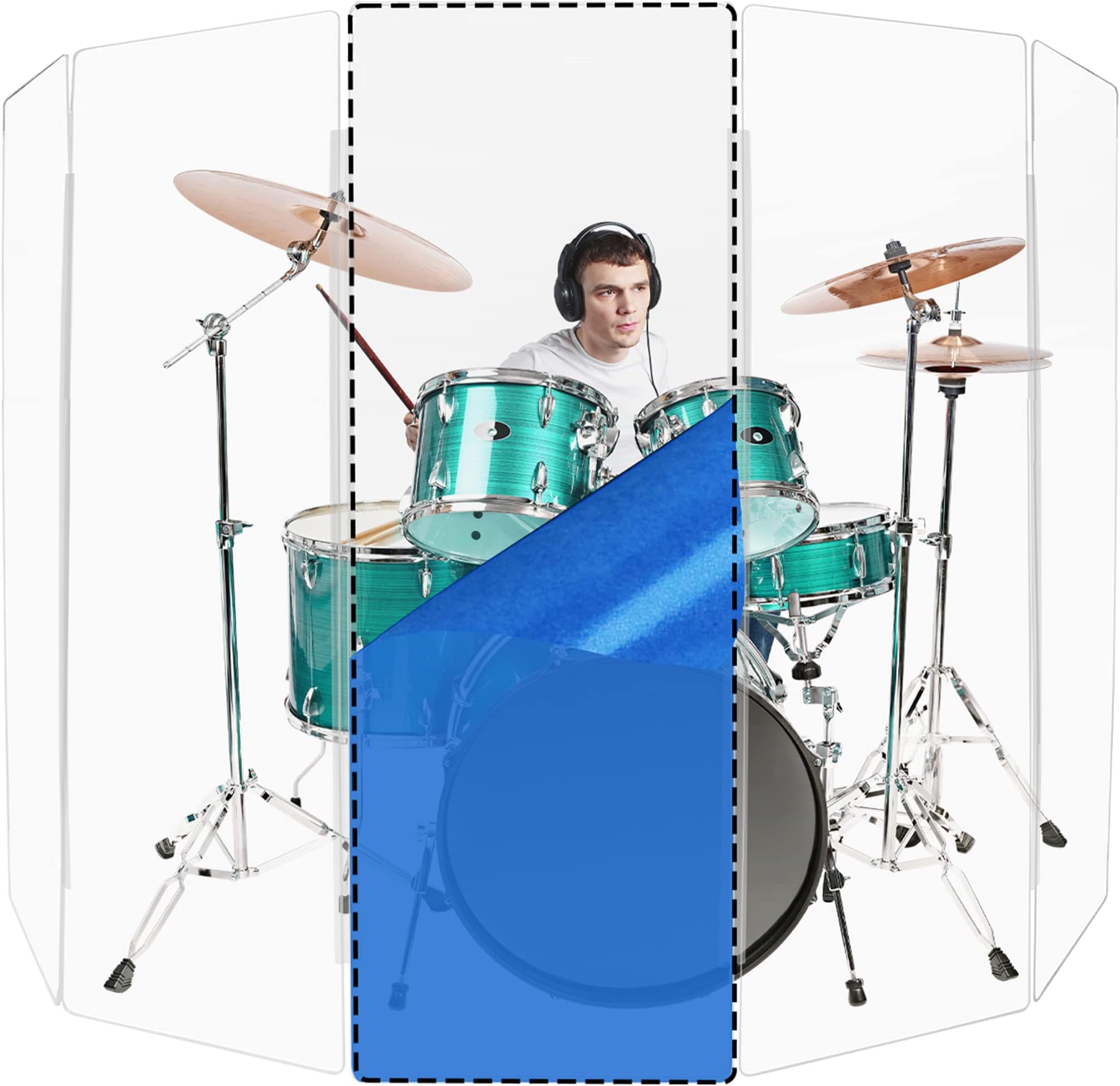 PENNZONI Drum Shield 6ft Single Panel w/Plastic Hinges, Premium Clear Acrylic Panel, Drum Screen