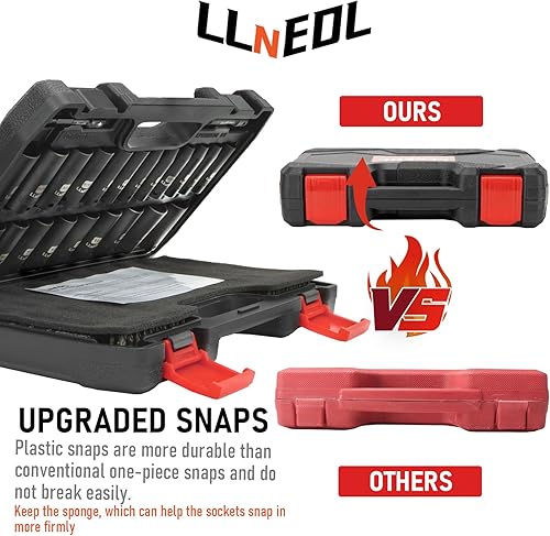 Miniatura 8 de LLNEDL Juego de llaves de impacto de 38, 95 piezas de llaves de vaso profundas y poco profundas, 6 puntos métricos y estándar completo  516"-34",