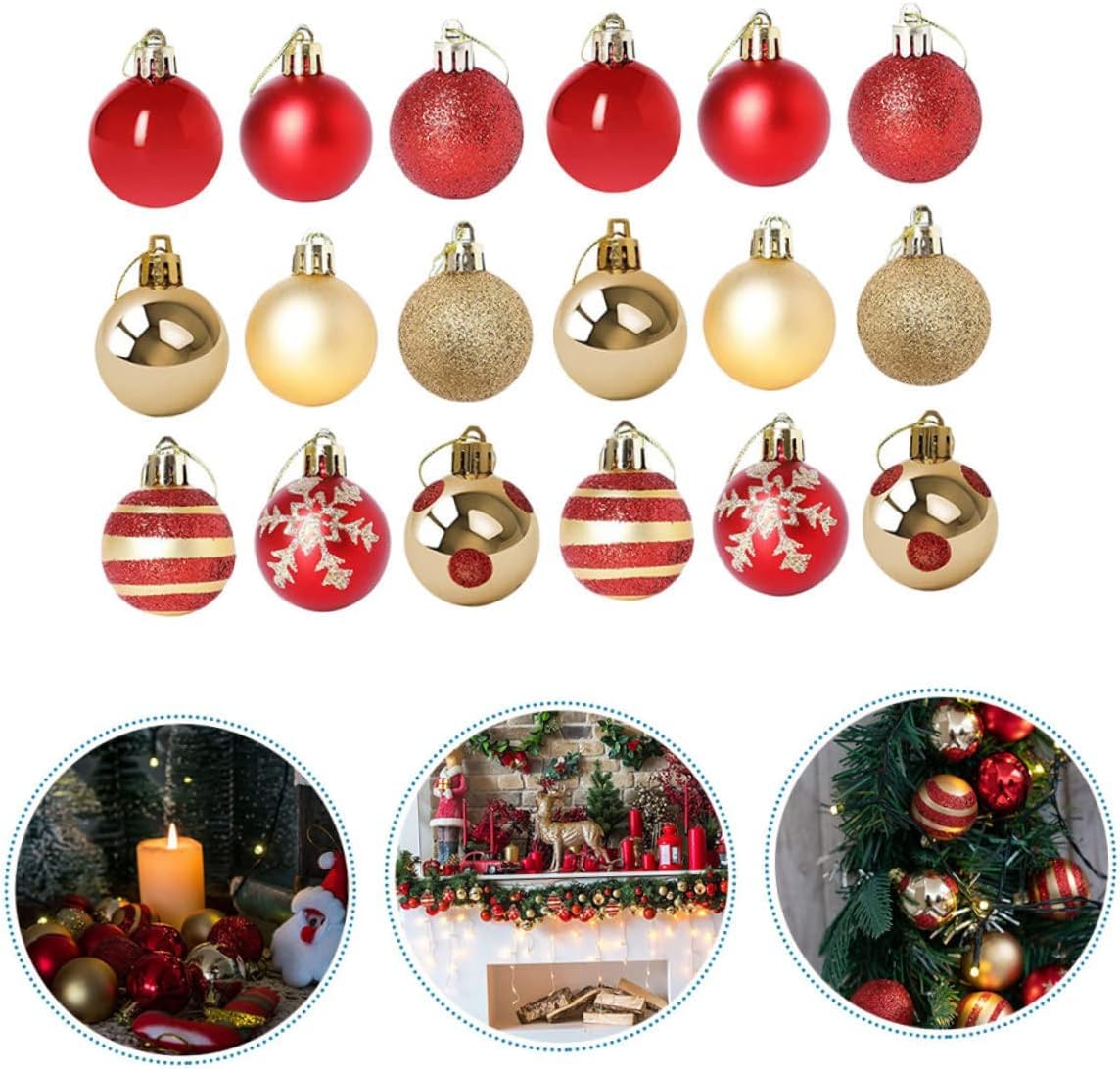 Palline di Natale per l'albero di Natale, 50 pezzi Palline di Natale placcate Palline di Natale Decorazioni per palline di Natale Ornamenti per palline di Natale Abito rosso Decorazioni per esterni