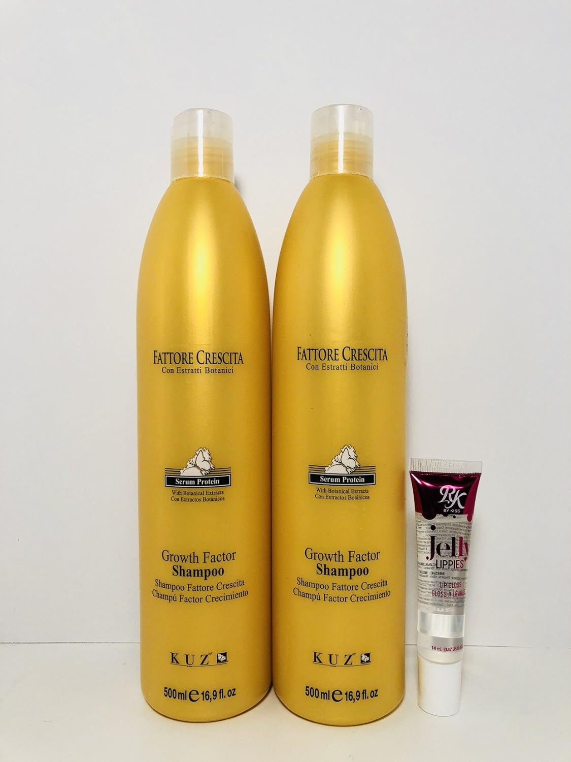 Kuz Growth Factor Shampoo with Herbal Extracts 16.9 Oz "Free Starry Lipgloss 10 Ml" (16.9oz/500ml Pack of 2)