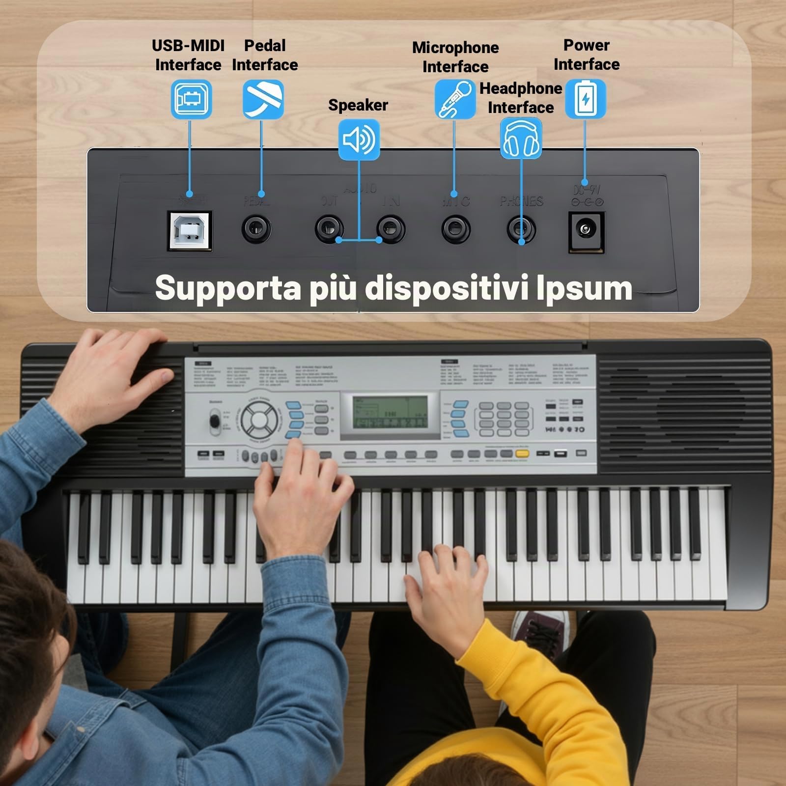 MAMIZO Pianoforte Digitale, tastiera con funzione di registrazione e programmazione E piano, Pianoforte Digitale 61PCS Tasti per Principianti e Professionisti, Tastiera Elettronica con altoparlanti