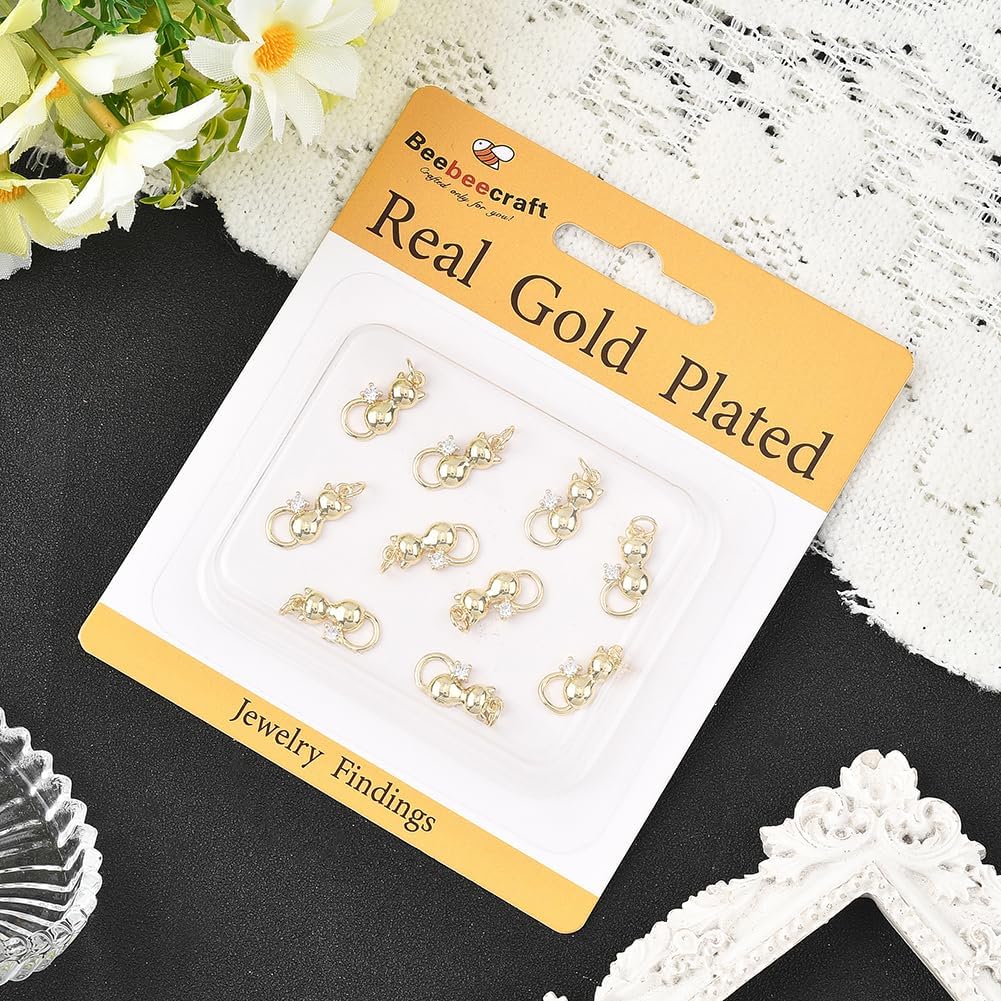 Beebeecraft 1 Box 10Pcs 18K Gold Plated Brass Cat Charms Back Cutout Animal Kitten Dangle Pendant Charms with Cubic Zirconia Cat Tail for Jewellery Making Necklace - Image 6