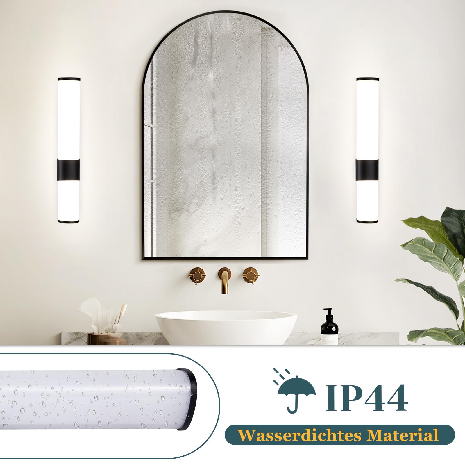 Applique Murale LED Salle De Bain - 6W, IP44, 4000K | 30cm, Chromé, Pour Miroir Et Humidité