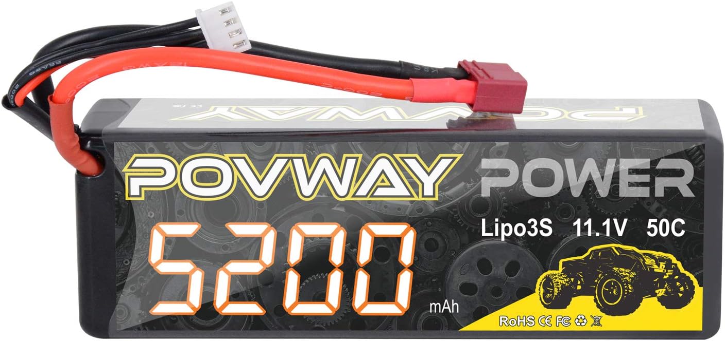 3S Lipo Battery 5200mAh 11.1V 50C RC Battery with T Plug for RC Cars, RC Truck,Helicopter, Airplane (3S 5200 50C)