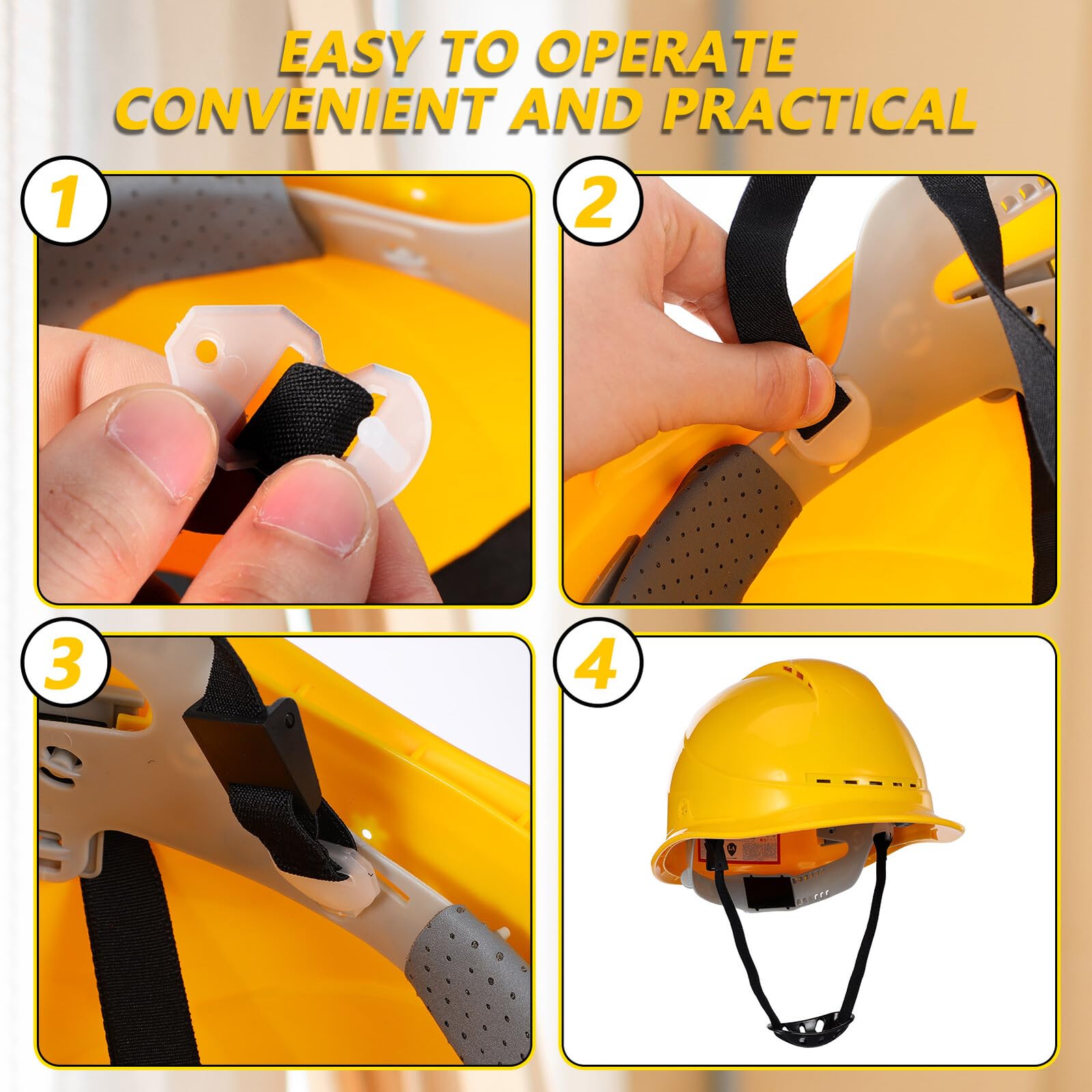 PRETYZOOM 12 Pièces Sangle Mentonnière Réglable pour Casque de Chantier Flexible et Confortable Accessoires de Protection pour Travail Sécurité