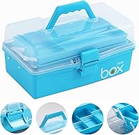 Vista 2 de Sunxenze Caja de Almacenamiento de Manualidades de Plástico Transparente de 12 Pulgadas de Tres Capas, Organizador de Caja de Herramientas/Caja