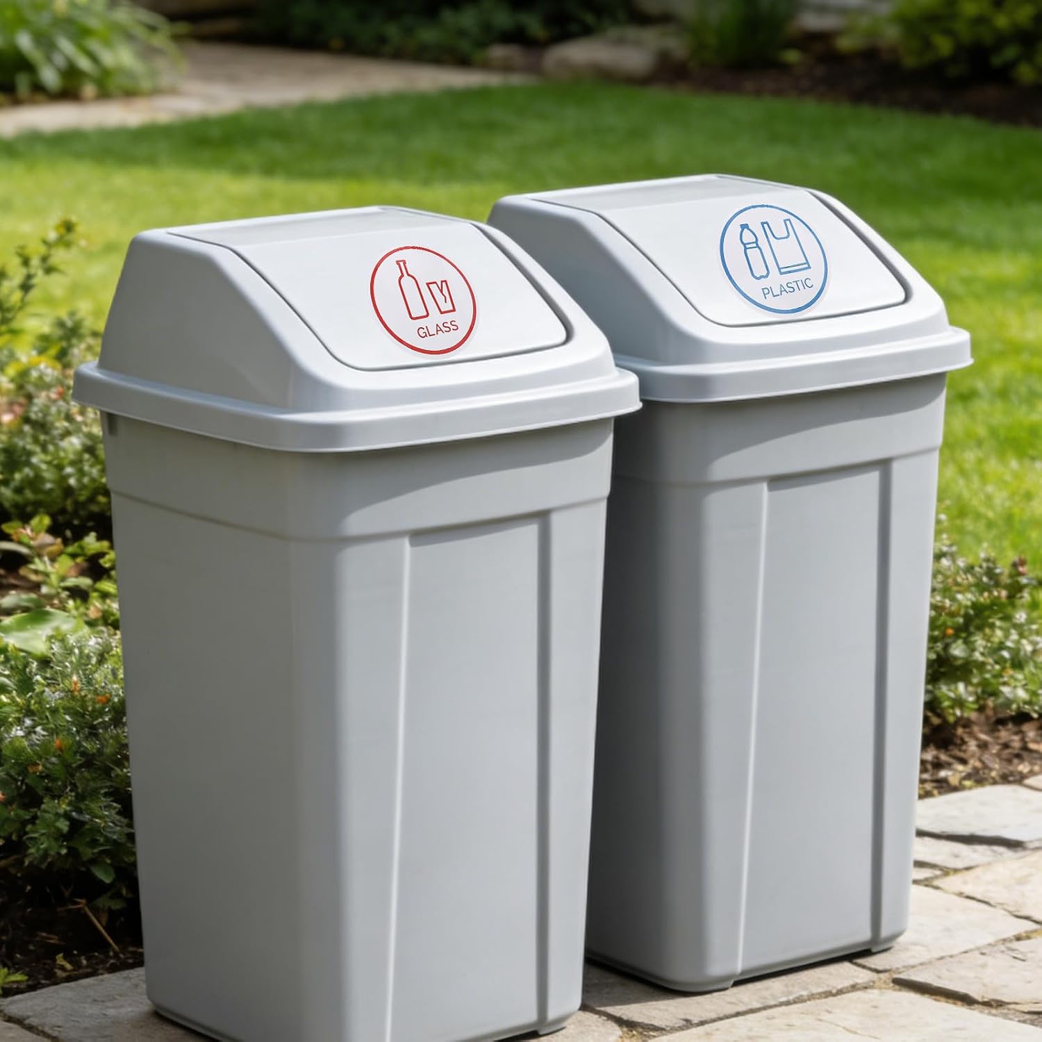 PRETYZOOM 24 pack Recycle Stickers for Trash can Self-Adhesive Recycling Bin Sign Labels 5.90 inch Trash can Labels Stickers Outdoor for Kitchen Home Office Apartment Hotel Commercial Events image 4