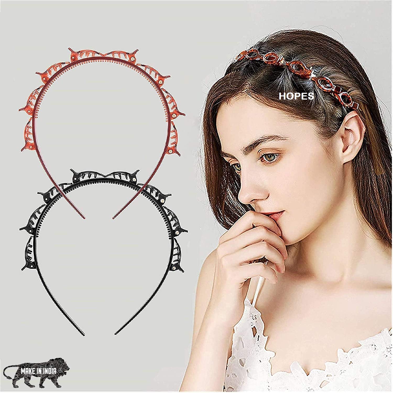HOPES Double Layer Twist Plait Headband Hairpin Double Bangs Hairstyle Hair Tools for Women Girls! Hair Clips for Girl and Lady! Hairstyle Hairpin, Alligator Clips (PACK OF 1) (PACK OF 1)