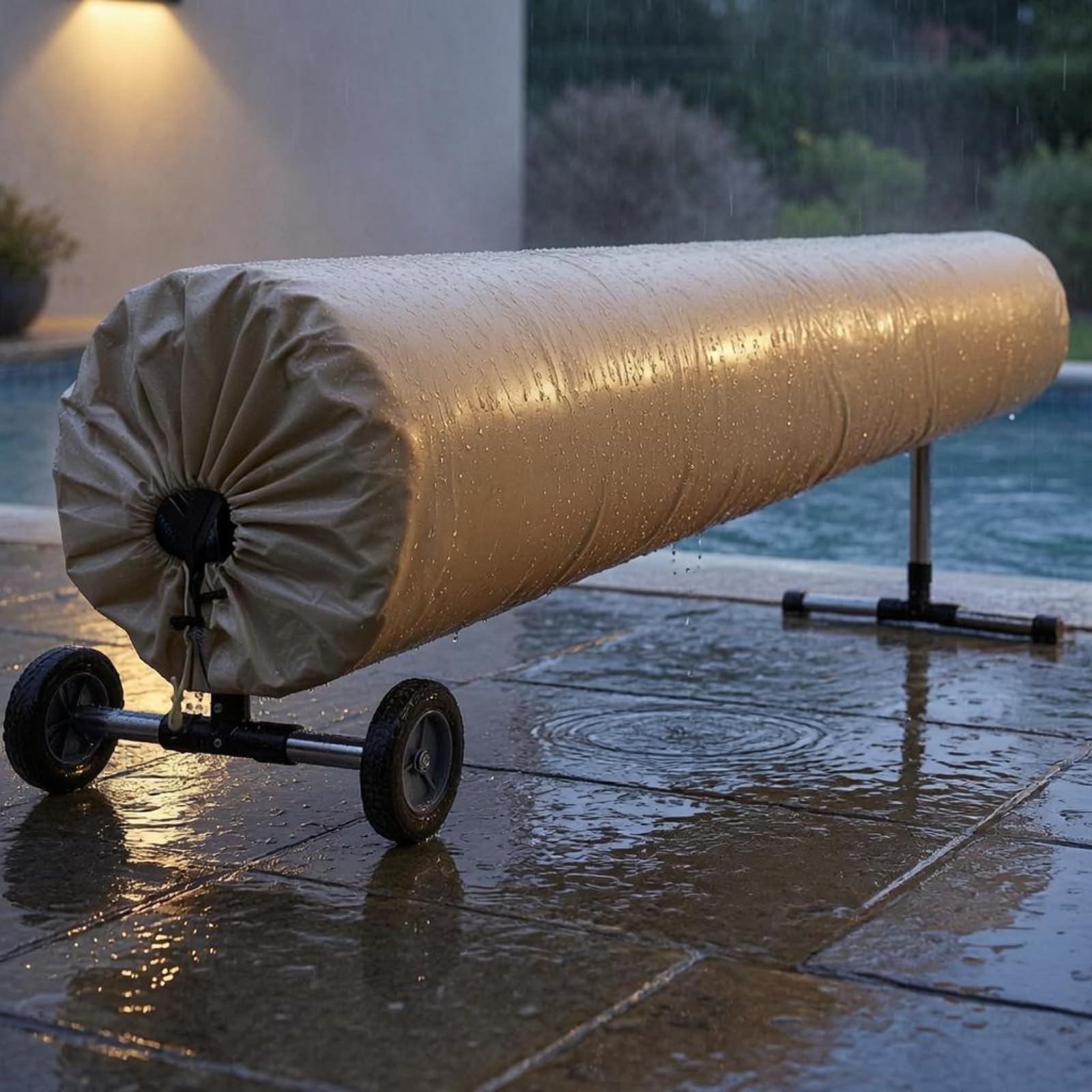 KESOTO para Piscina Exterior Tela Oxford Impermeable Diseño de Ajuste con Cordón y Cierre de Confiable Protege de Humedad y Polvo Adecuada para Uso en Patios, Blanco, Blanco Arroz, 610 96cm
