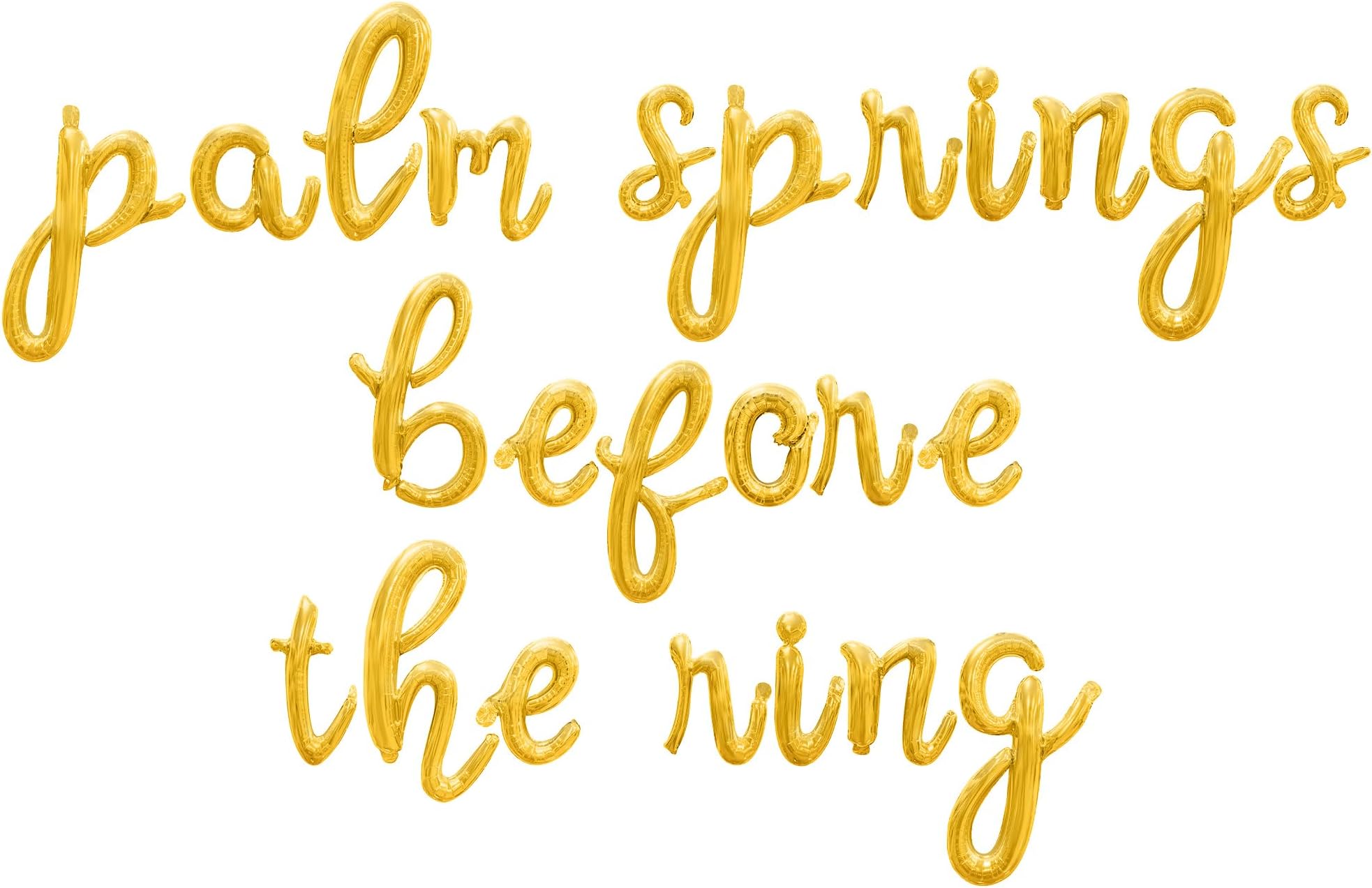 Cursive Script Letter Balloons - PALM SPRINGS BEFORE THE RING 16" Inch Alphabet Letters Foil Mylar Balloon Engagement Party, Bridal Shower or Wedding Party Banner (Gold)