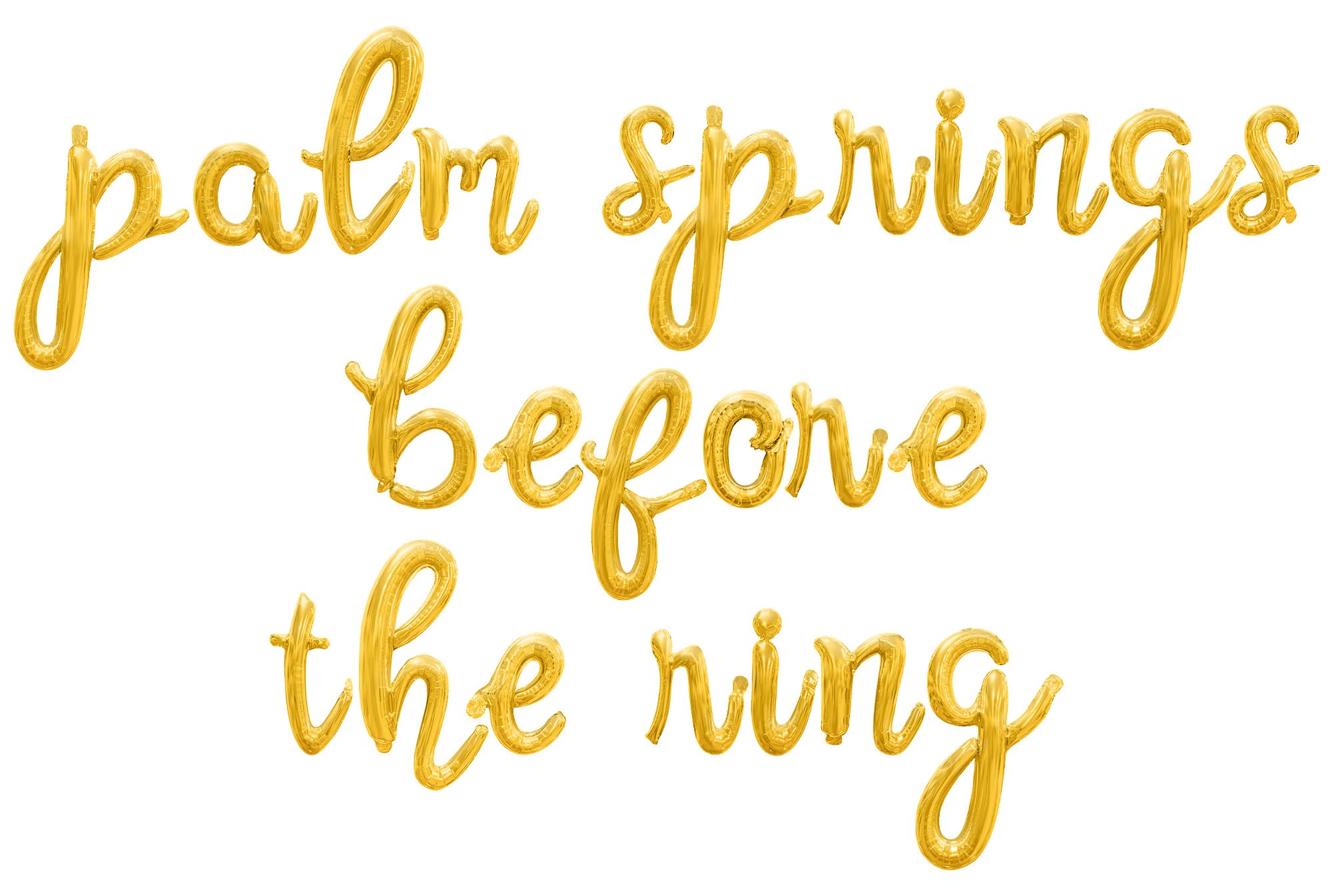 Cursive Script Letter Balloons - PALM SPRINGS BEFORE THE RING 16" Inch Alphabet Letters Foil Mylar Balloon Engagement Party, Bridal Shower or Wedding Party Banner (Gold)