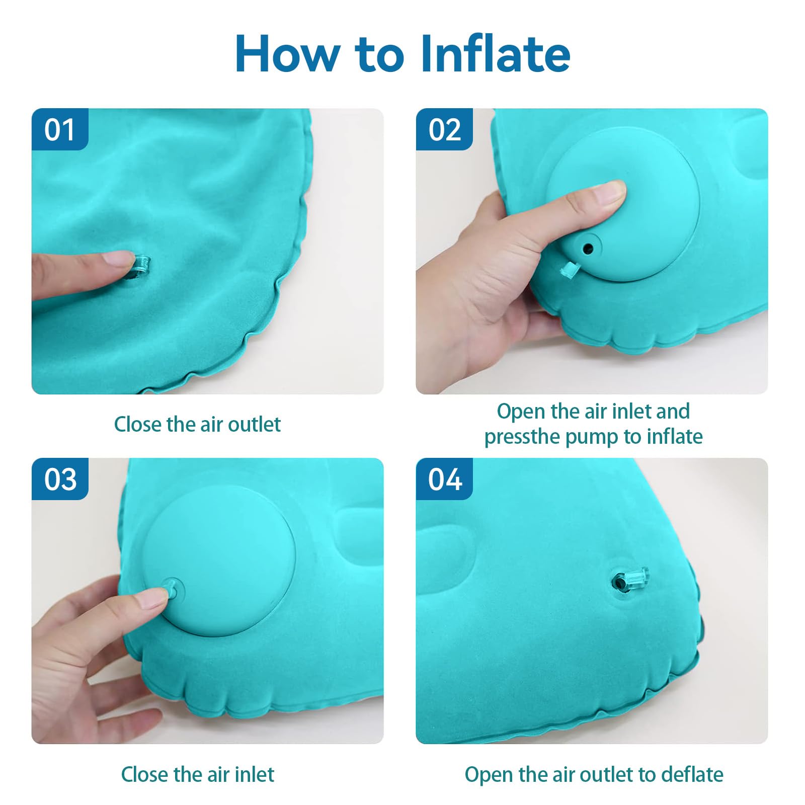VASIN Oreiller Gonflable Camping 2 Pièces Portable Voyage Ultra Légers Ergonomie Coussin Plage Facile à Gonfler