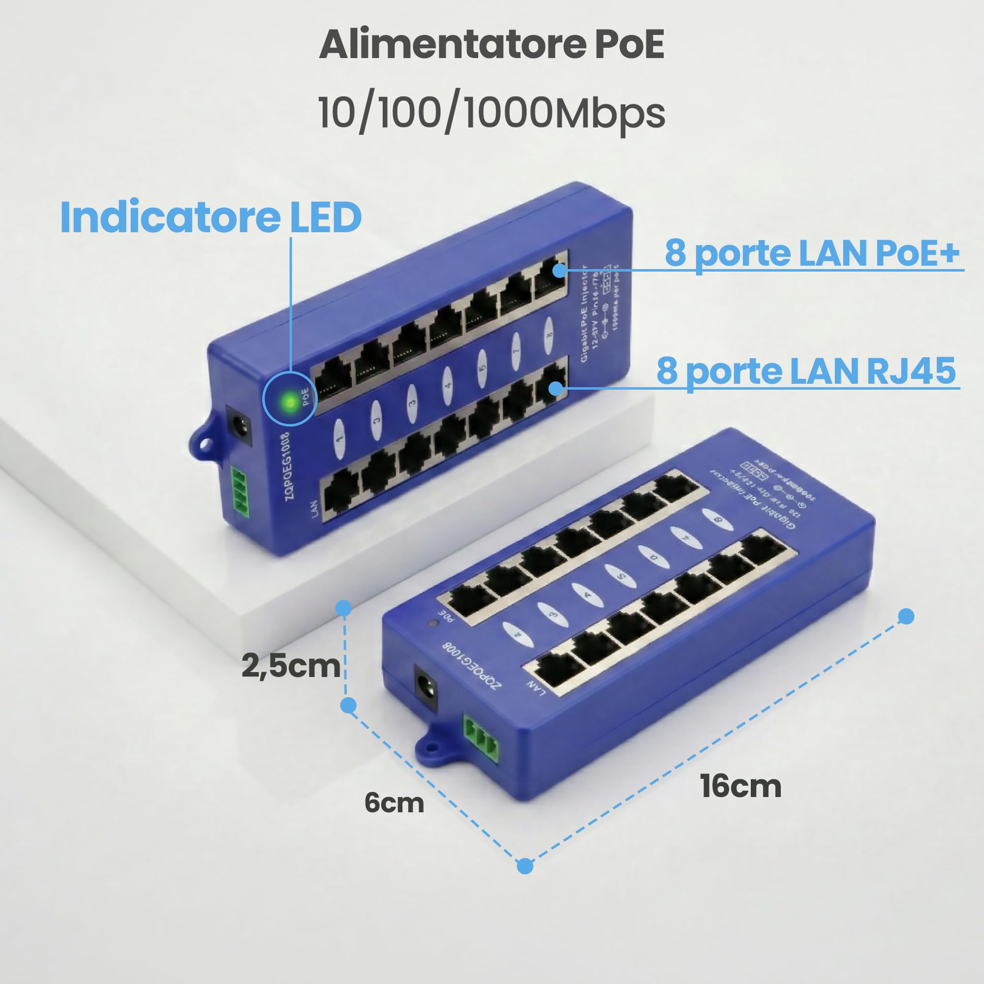 EXTRALINK Poe Injector 8 porte GIGABIT EX-6365