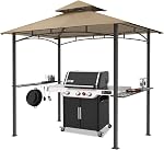 MASTERCANOPY Grill Gazebo 8 x 5 Extérieur à deux niveaux BBQ Gazebo Canopy avec LED Lumière (Brown)