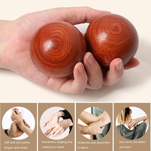 Miniatura 5 de Baoding - Pelotas de masaje de manos de ejercicio saludable chino de 1.5 pulgadas con caja de transporte para terapia de manos, alivio del estrés,