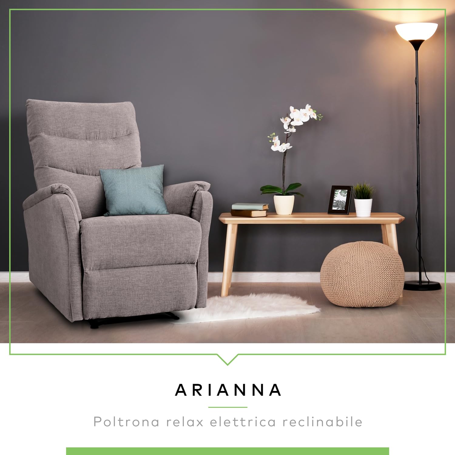EVERGREENWEB - Poltrona Relax Reclinabile Elettrica con Comodo Pulsante Integrato nel Bracciolo, Schienale Regolabile e Triplo Cuscino in Tessuto Beige, 2in1 Poltrona Letto con Seduta Ergonomica