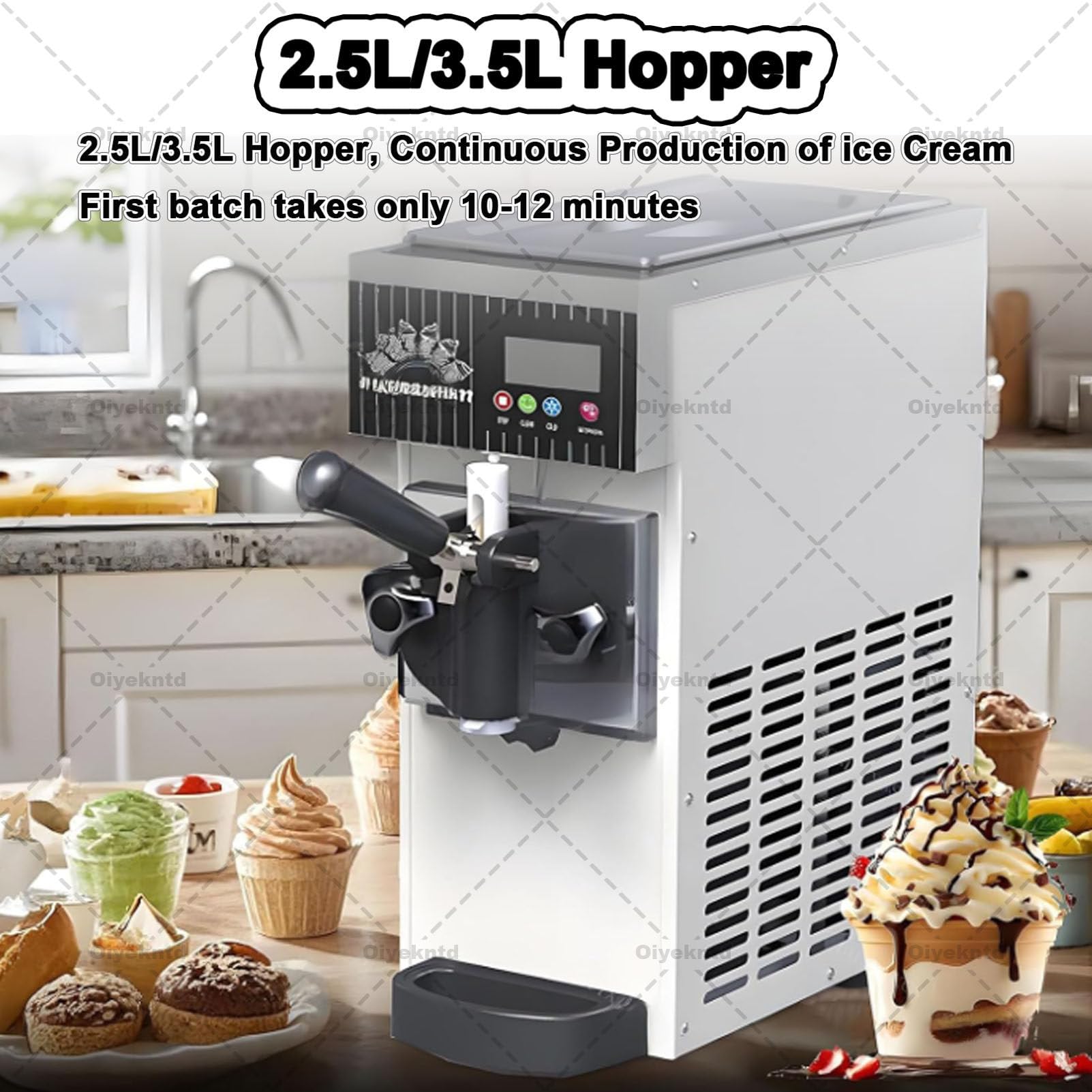 Máquina comercial de helado suave, de un solo sabor, panel LCD, para encimeras, para restaurantes, aperitivos, bares y tiendas