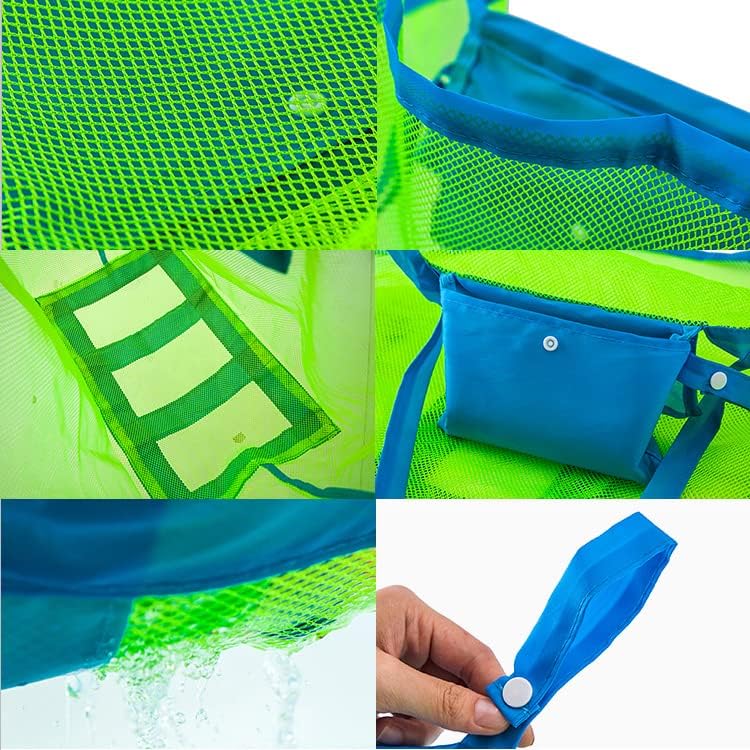 Miniatura 6 de HANDA - Paquete de 2 bolsas de playa de malla, extra grande plegable para juguetes de playa, juguetes para sostener conchas, juguetes de playa,