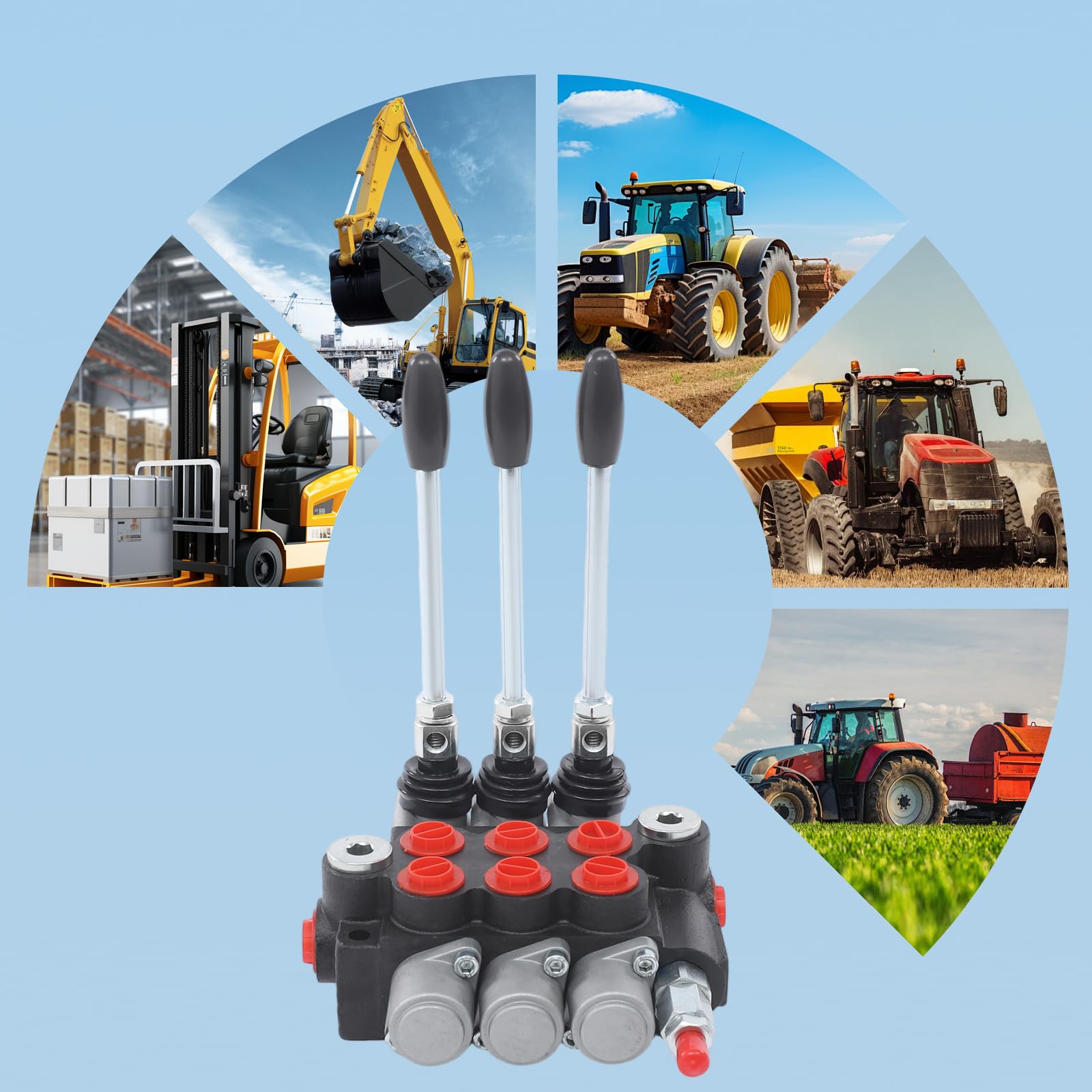 Distributore idraulico a 3 elementi 40L/min, Valvola di Controllo Direzionale 31.5 MPa, Controllo Manuale Doppio Effetto per Trattore, Spaccalegna e Attrezzature Agricole
