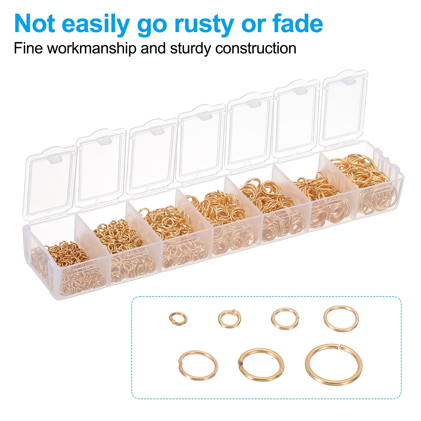 PATIKIL Jewelry Making Accessories Set, 4-10mm Open Jump Rings for Bracelet Necklace Making Findings Jewelry DIY, Light Gold - Image 4