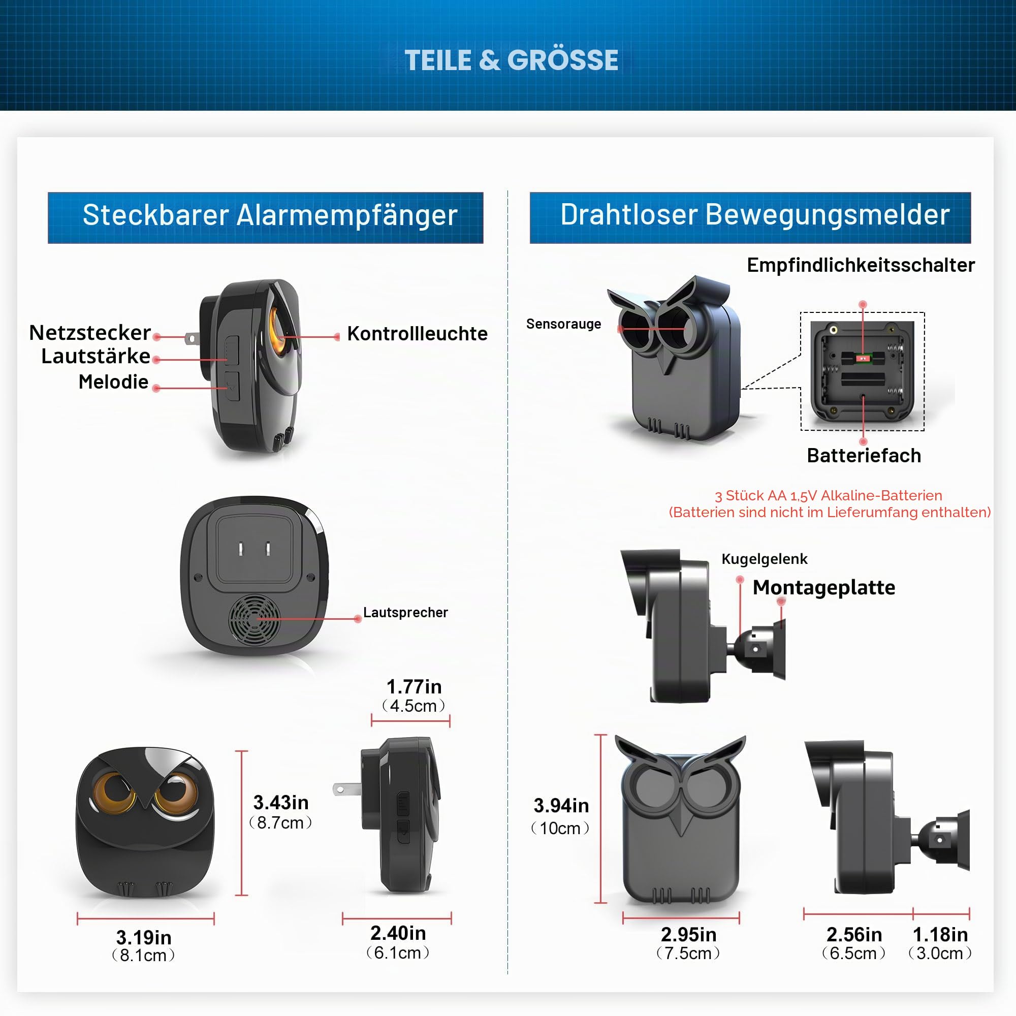 800m Reichweite drahtloses Einfahrtsalarmsystem - Bewegungssensor & Detektor-Home & Office DIY Sicherheitsalarmsystem- Überwachen & Schützen von Outdoor/Indoor Eigentum- 1 Empfänger und 2 Sensoren