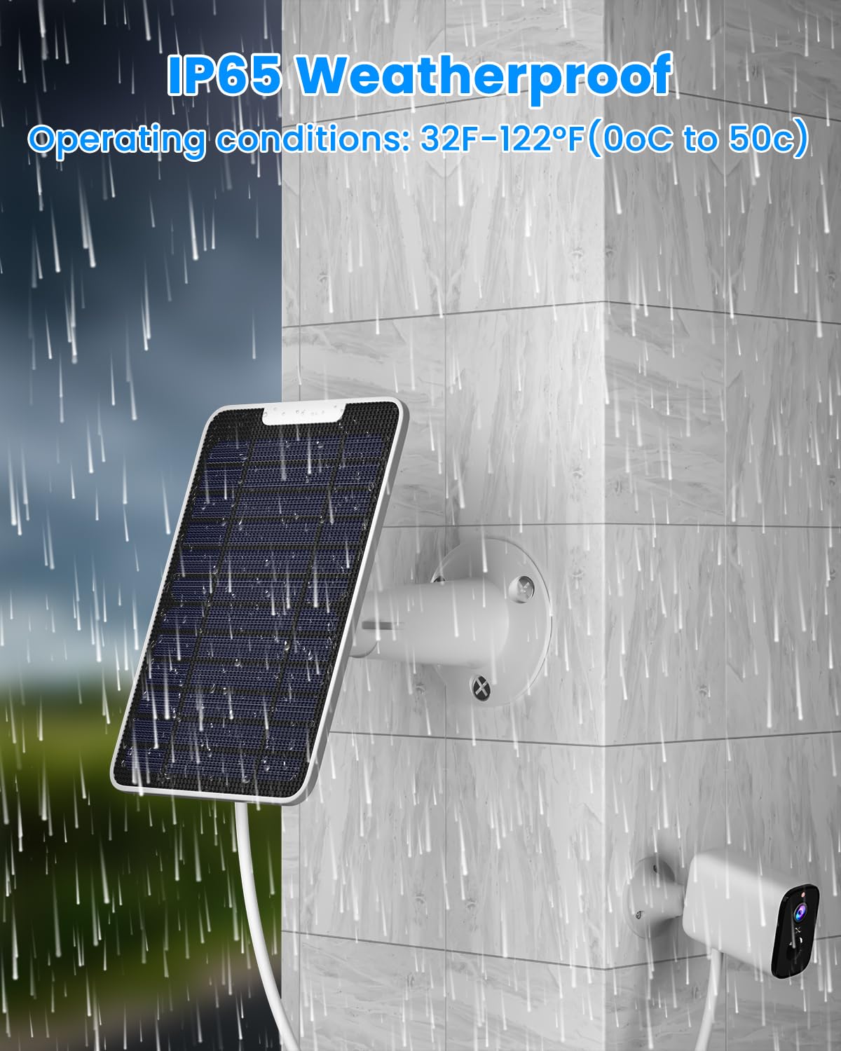 Pannello solare da 5 W per telecamera esterna Simplisafe, caricatore a pannello solare per telecamera di sicurezza esterna SimpliSafe, impermeabile IP65, cavo di ricarica da 3 m, supporto a parete