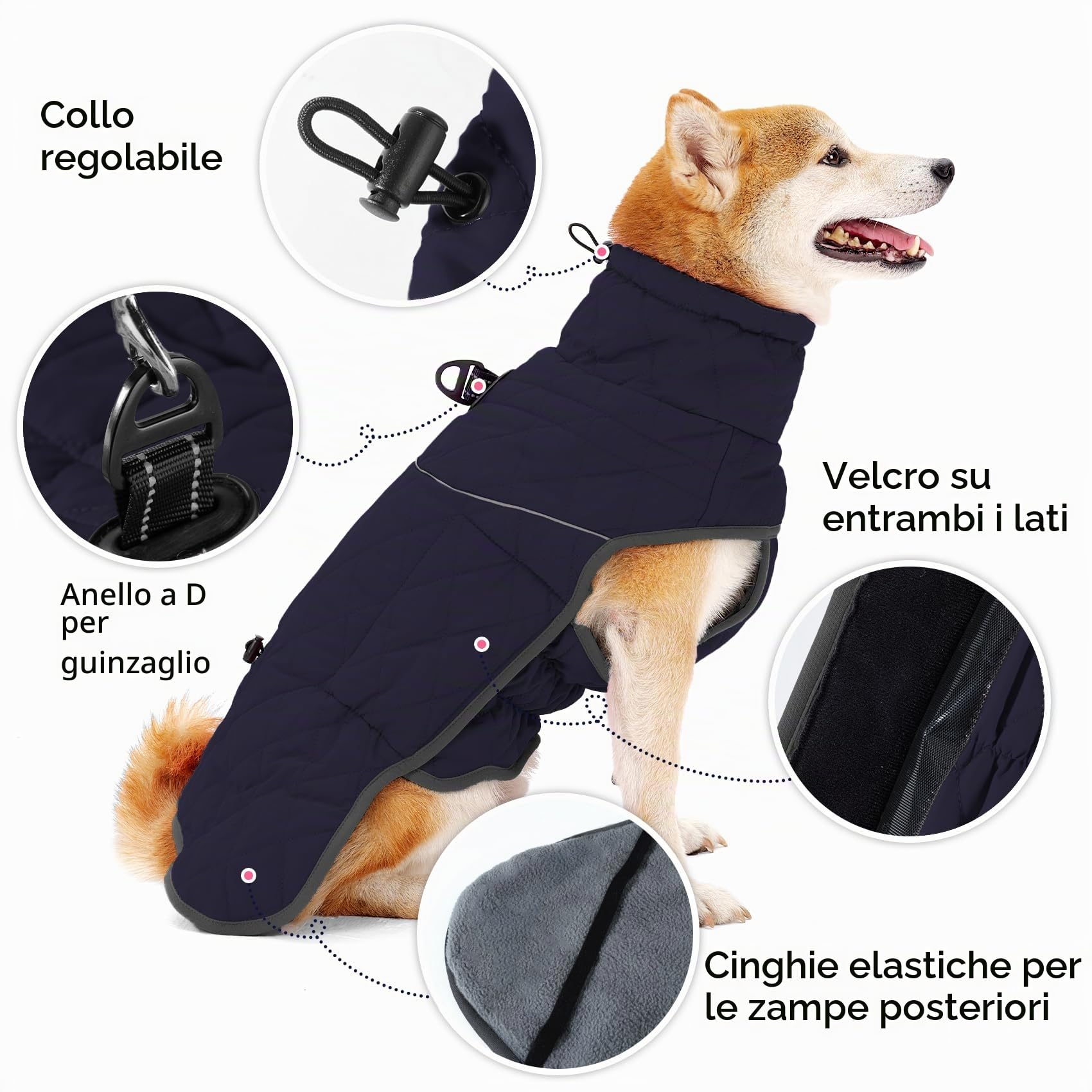 HEYWEAN Caldo cappotto per cani impermeabile Giacca invernale foderata in pile riflettente con D-Ring Cappotti e giubbotti per cani taglia piccola media grande vestiti per cani cappotto cane invernale