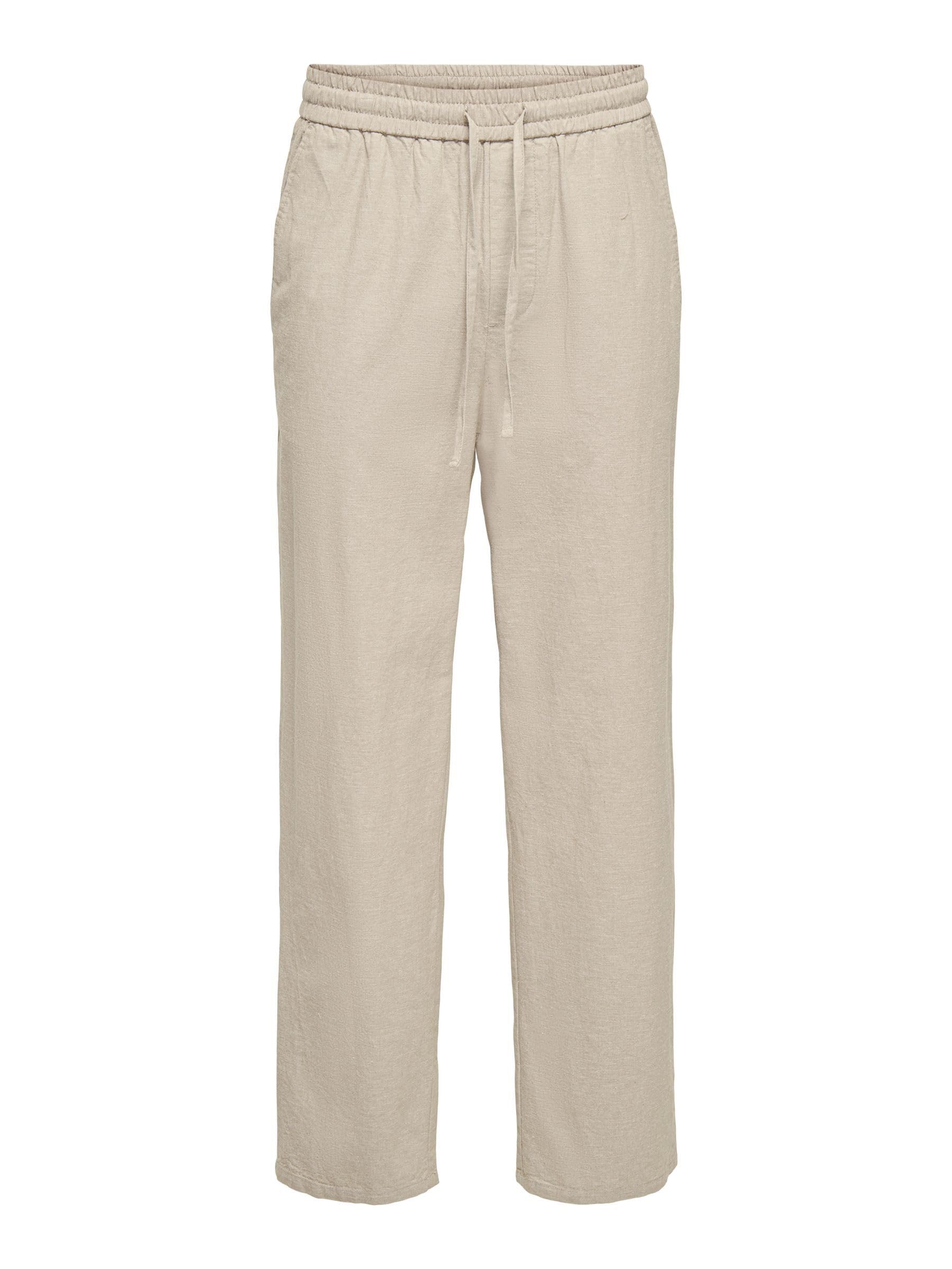 ONLY & SONS Men's Fabric Trousers, Silver Lining, M