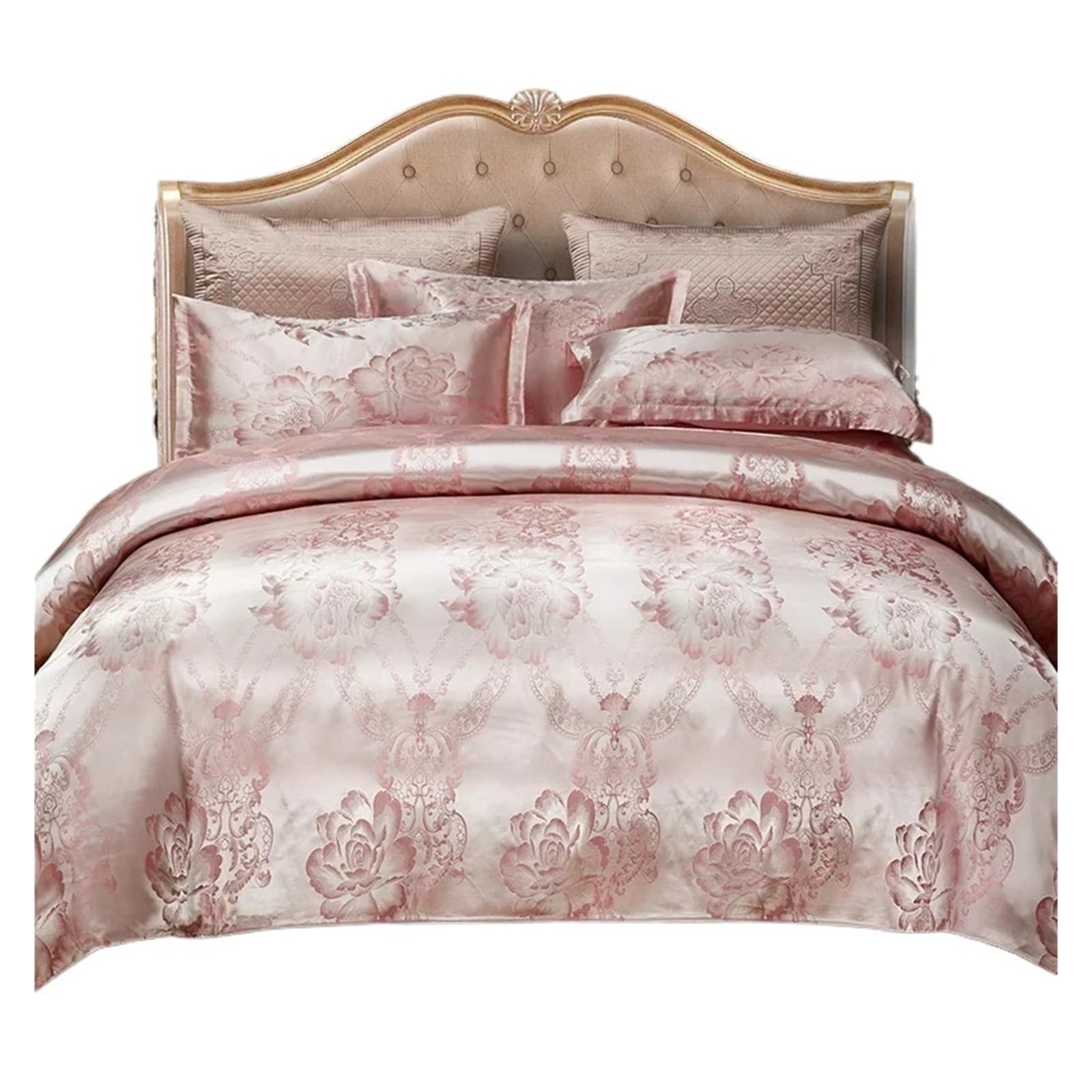LuoAXINN Satin Bedding Set Jacquard King Size Bedding Set Luxury European Wedding Sets Queen American Satin Double Duvet Cover 220x240(Color6,SET_BED 1.2M 3PCS)