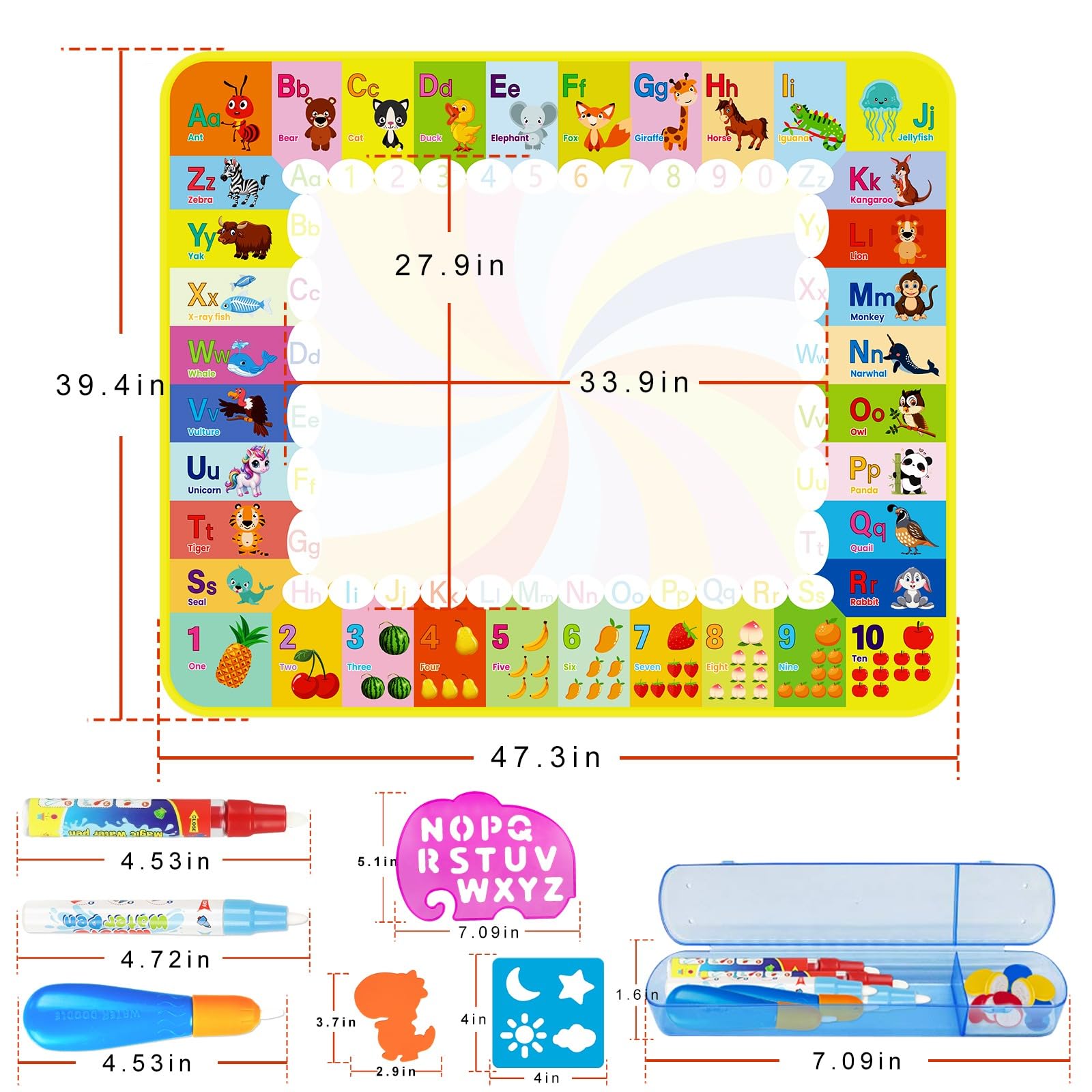 Aqua Water Doodle Matte, tappetino per bambini Aqua Magic Doodle, 120 x 100 cm, giocattolo per bambini a partire da 1 2 3 anni, regalo di compleanno per bambini