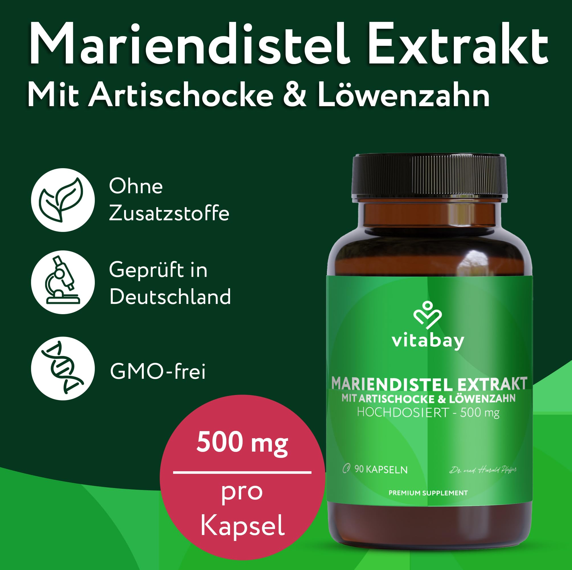 Vitabay Mariendistel-Artischocke-Löwenzahn Komplex – 270 vegane Kapseln