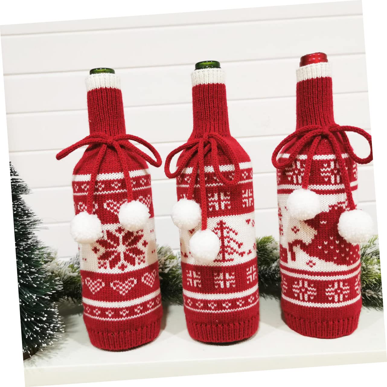 Toyvian 9pièces Housse De Bouteille De Motifs De Sapin Renne Et De Décorations pour Bouteilles Réutilisable Et Chic pour Amateurs De