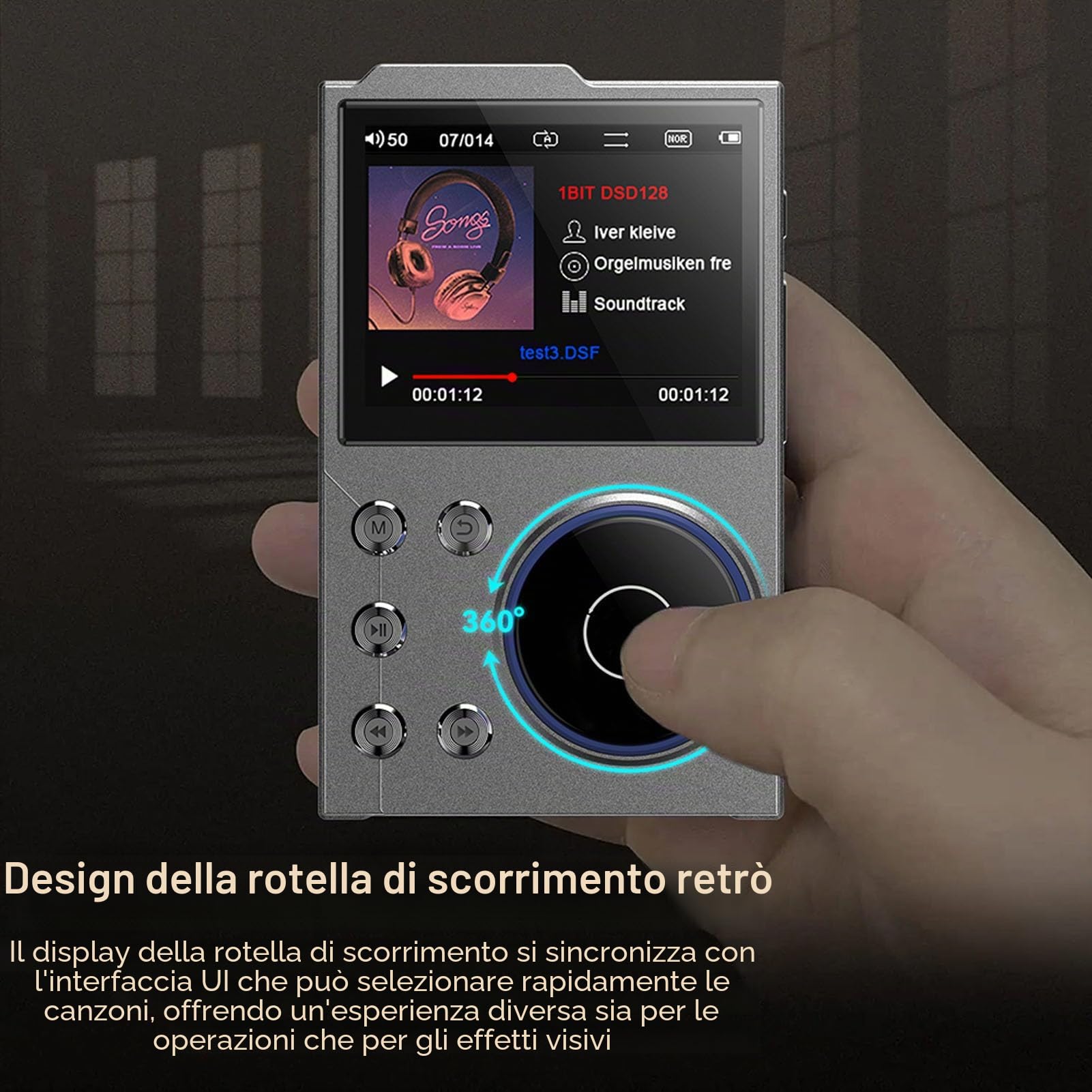 HIFI MP3 Player, Bluetooth 5.3 HD Digital Music Player DSD Senza Perdita di Perdita DSD FLAC con 2,4 Nella Schermata di Display HD, Archiviazione Espandibile per Lettore Audio Ad