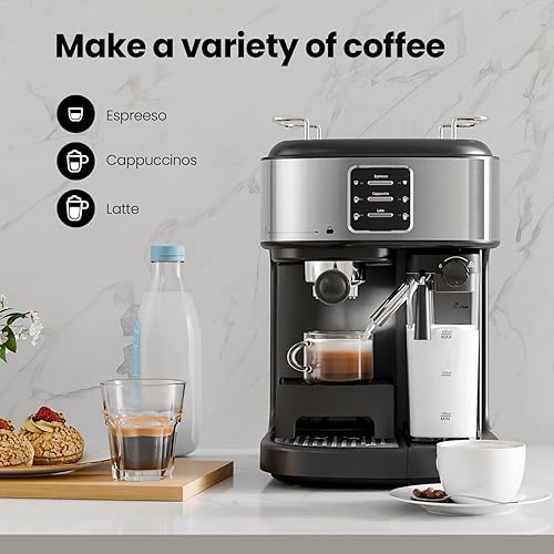 Miniatura 6 de Máquina de café expreso y capuchino, máquina de café con leche de 20 bar con espumador automático de leche, 3 en 1, máquina de café espresso
