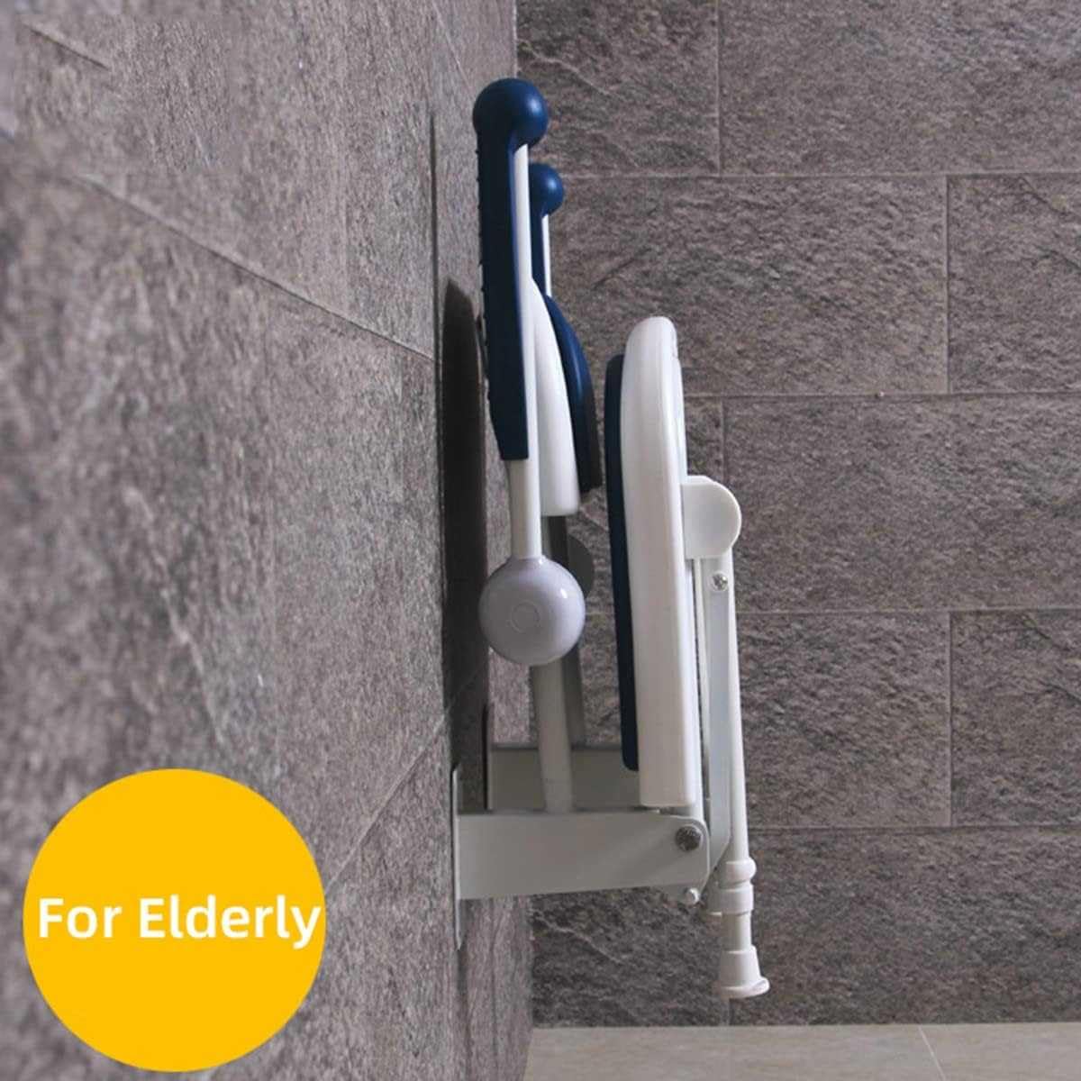 Höhenverstellbarer, An Der Wand Montierter Duschstuhl Für Senioren – Klappbare Armlehnen, Tragkraft 250 Kg