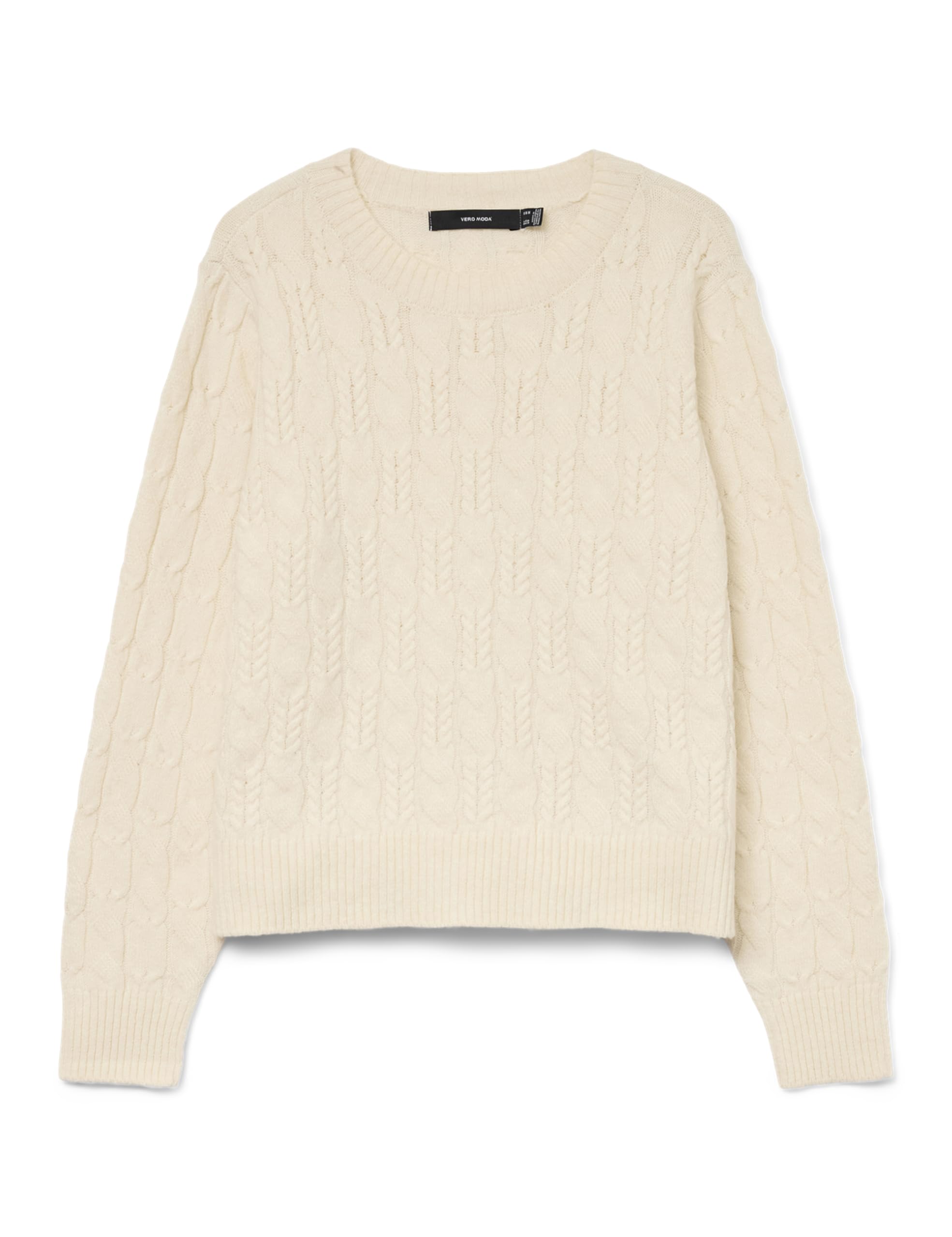 VERO MODA Damen Vmaries Ls O-Neck Cable Pullover Bf, Birch, M
