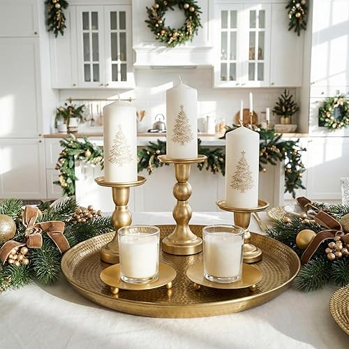 Miniatura 8 de Vesici 12 portavelas de oro, placa de hierro, soporte para velas, centros de mesa decorativos para mesa, boda, eventos, fiesta, sala de estar,