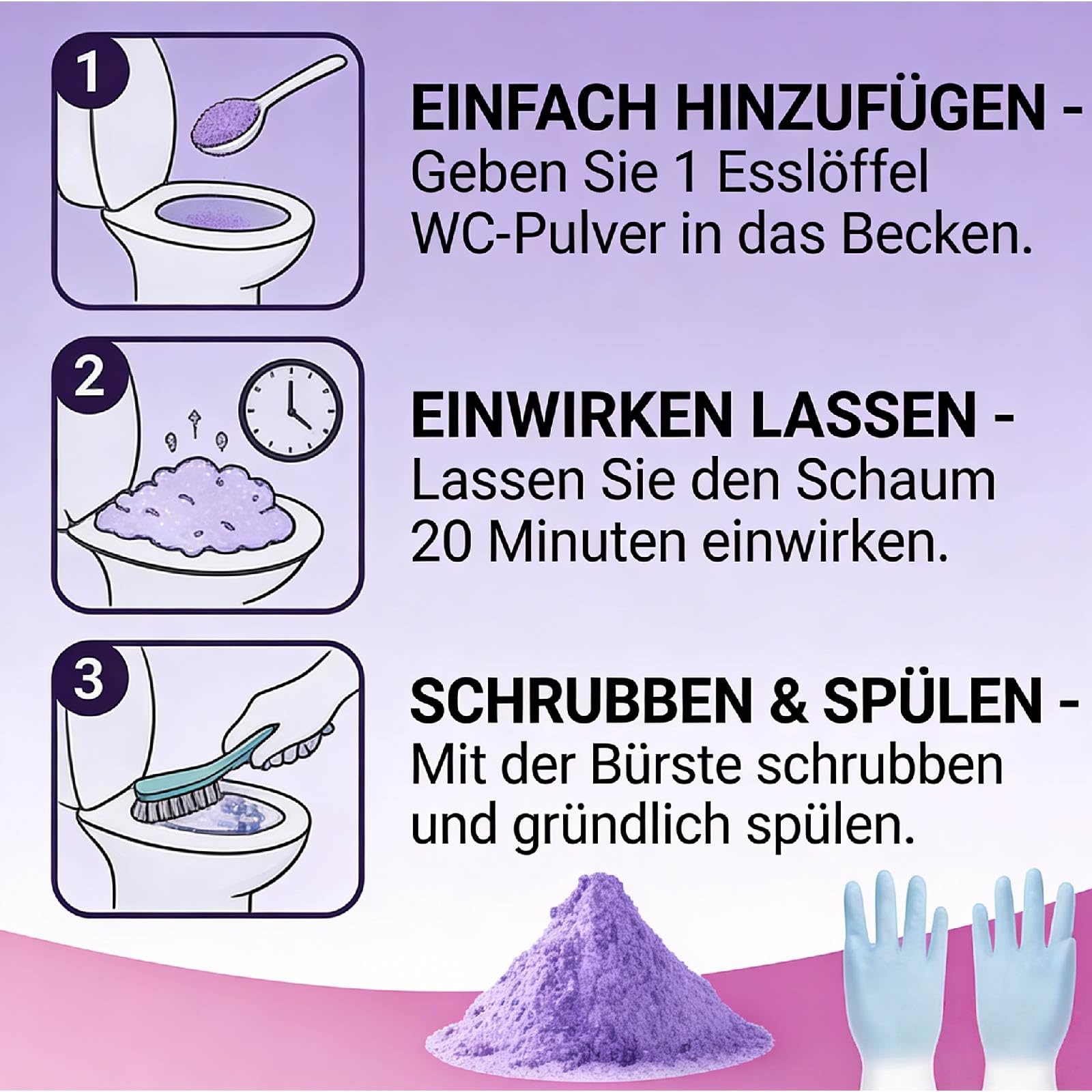 WC-Reiniger – Toilettenschaum Pulver, Toilet Cleaning Foam, Schäumender WC-Schaumreiniger für Toiletten, Ohne Aufwand (6PC-Abgesackt)