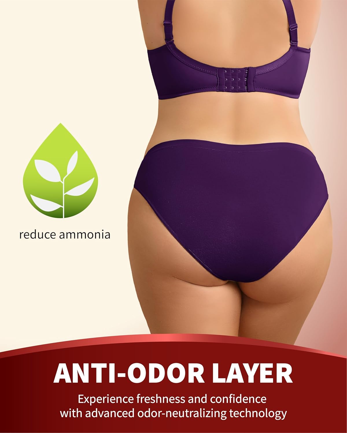 Washable Incontinence Underwear for Women, 2 oz Ladies Leak Proof Briefs for Postpartum Bladder Control 2 Pack (Black-Berry, M) - Image 4