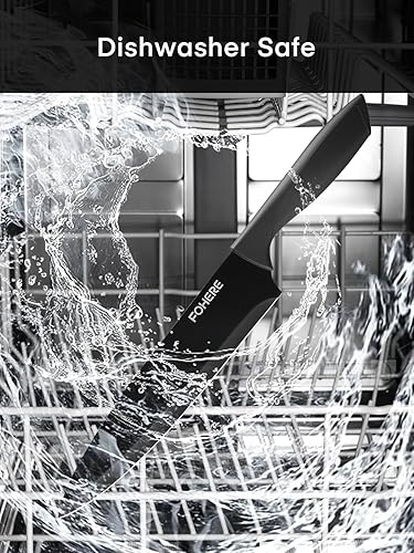 Miniatura 7 de FOHERE - Juego de cuchillos para cocina con bloque, juego de 14 cuchillos de cocina con bloque autoafilable, juego de cuchillos de acero inoxidable