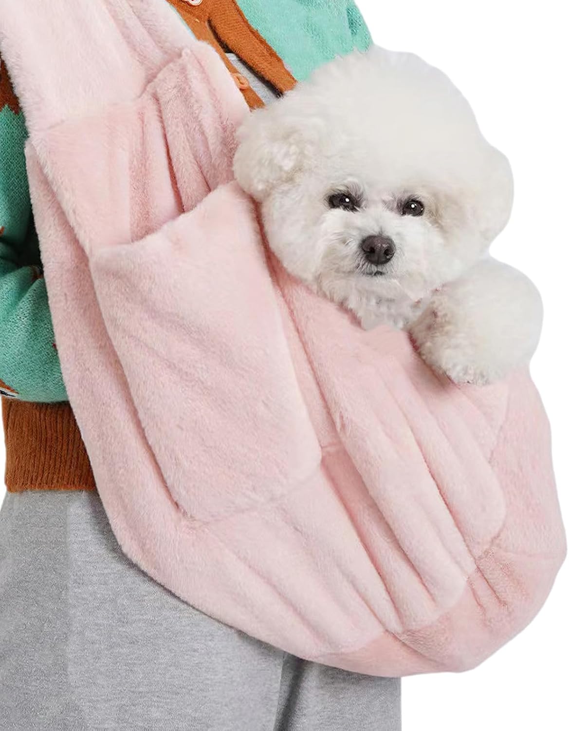 Cat Carrier Slings Soft Puppy Carrying Bag for Outdoor Travel Pet Boby Holder Hands Free for Small Dogs Kittens, Light Pink