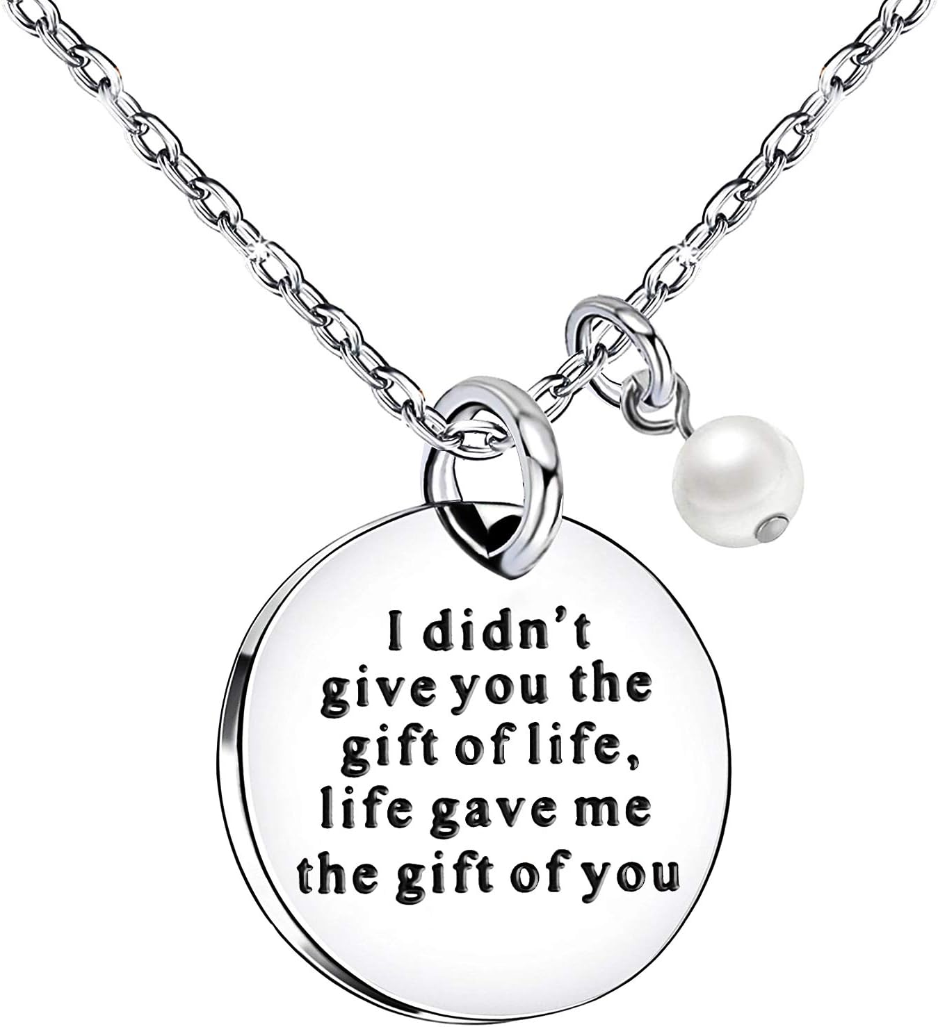 lauhonmin Stepdaughter Stepson Gifts Necklace from Stepmom Stepdad Family Jewelry - Life gave me the gift of you