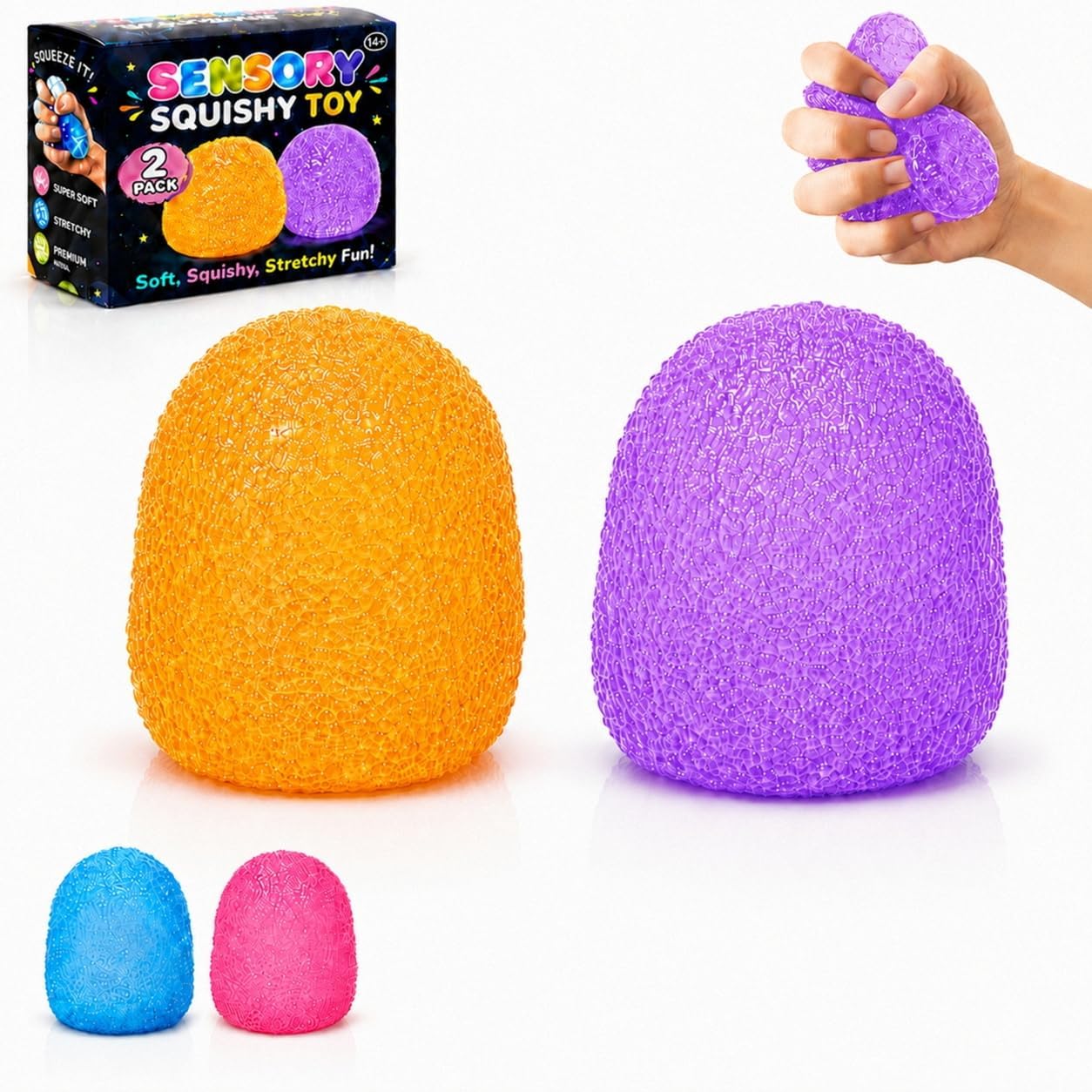 Gumdrop Squishy Stress Balls, 2PCS Candy Shaped Fidget Toys, Squeeze Balls