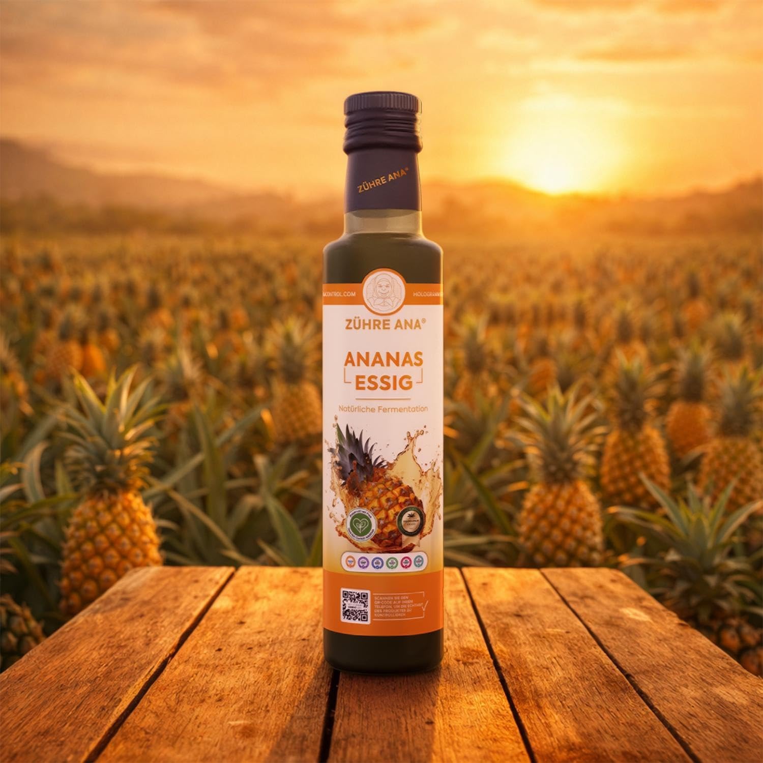 Zühre Ana Vinaigre Ananas - Fermenté naturellement - Favorise la combustion des graisses et réduit l'appétit - Pour la perte de poids, Détoxification (1000 ml)