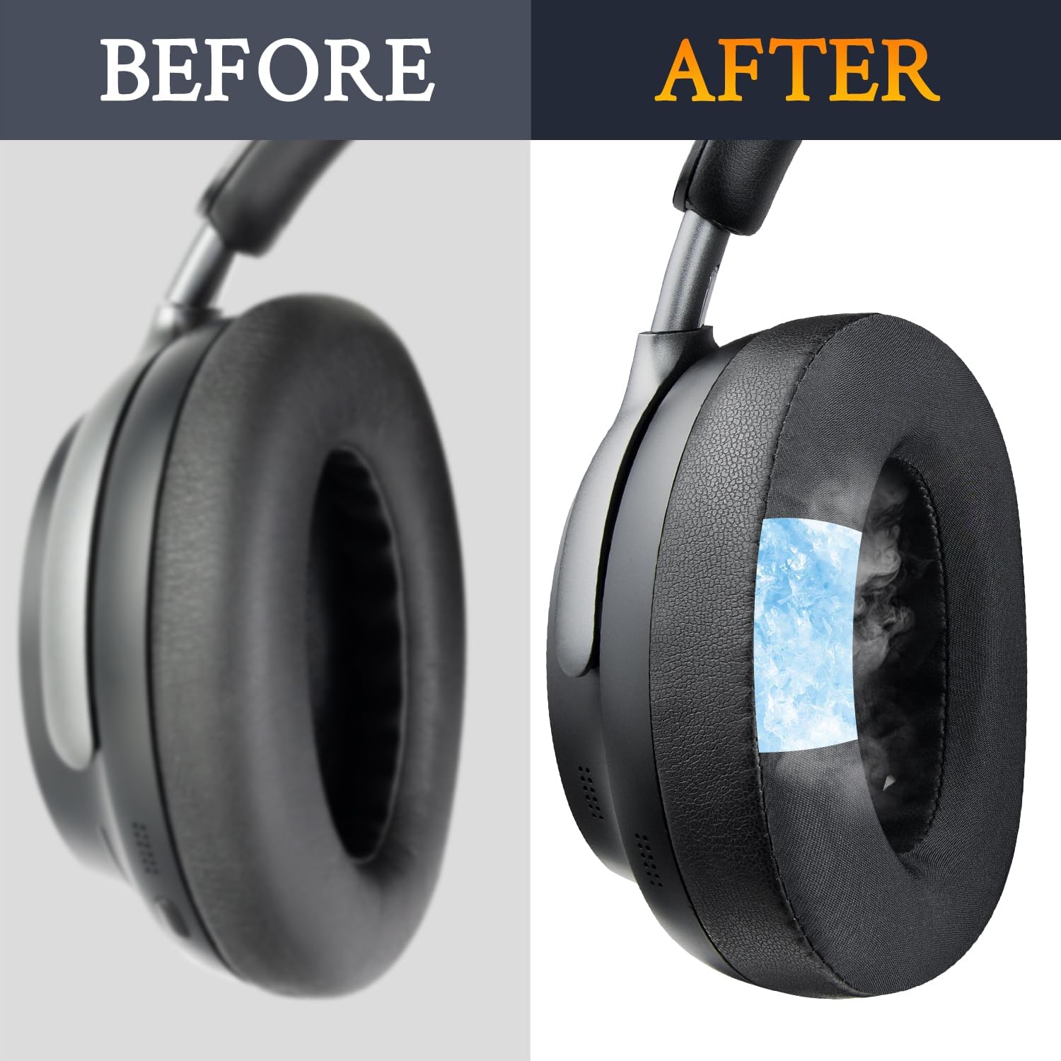 SOULWIT Cooling Gel Replacement Earpads for Bose QC Ultra/New QuietComfort Ultra(2nd Gen) Wireless Headphones, Ear Pads Cushions with Breathable Ice Silk Fabric, Noise Isolation Foam- Black - Image 5